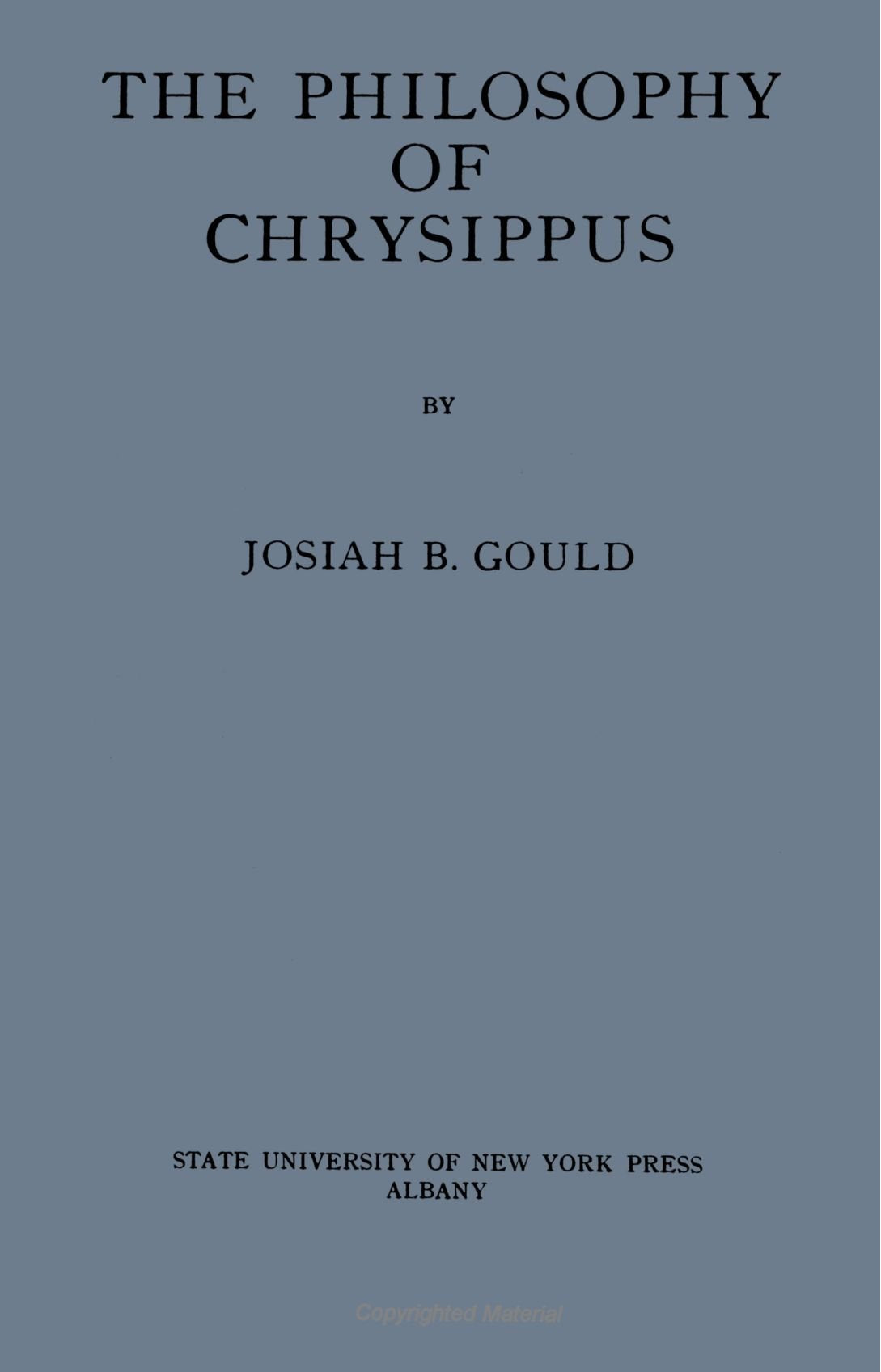 The Philosophy of Chrysippus Philosophy