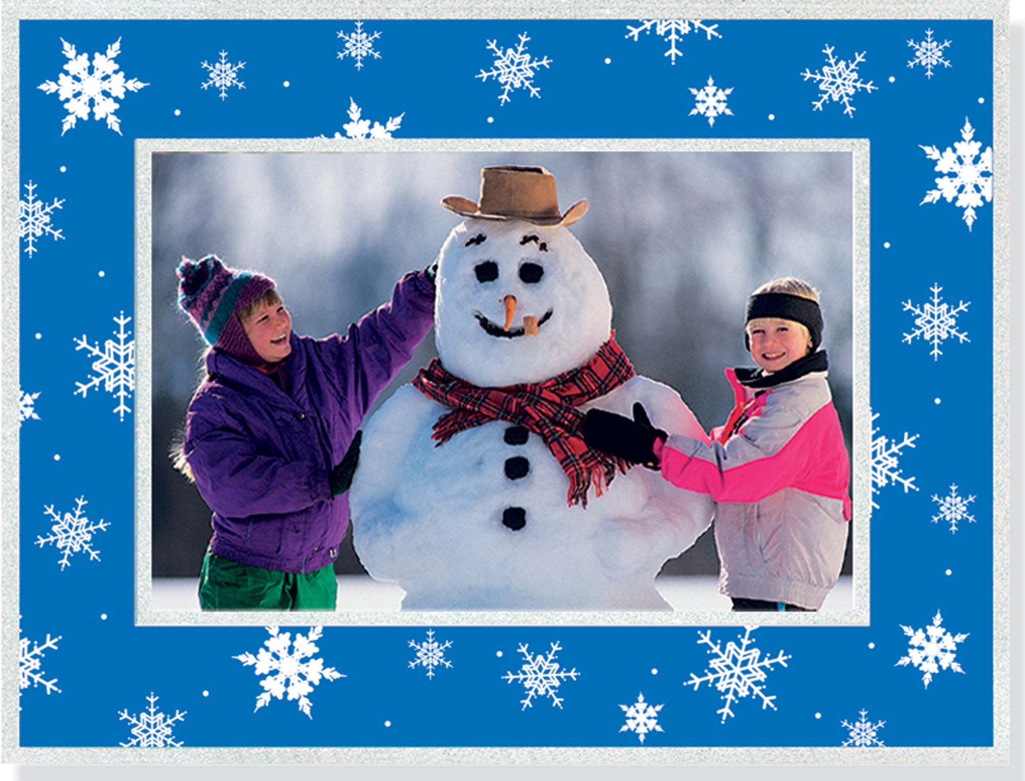Blue With Snowflakes Holiday Photo Frame Cards Books