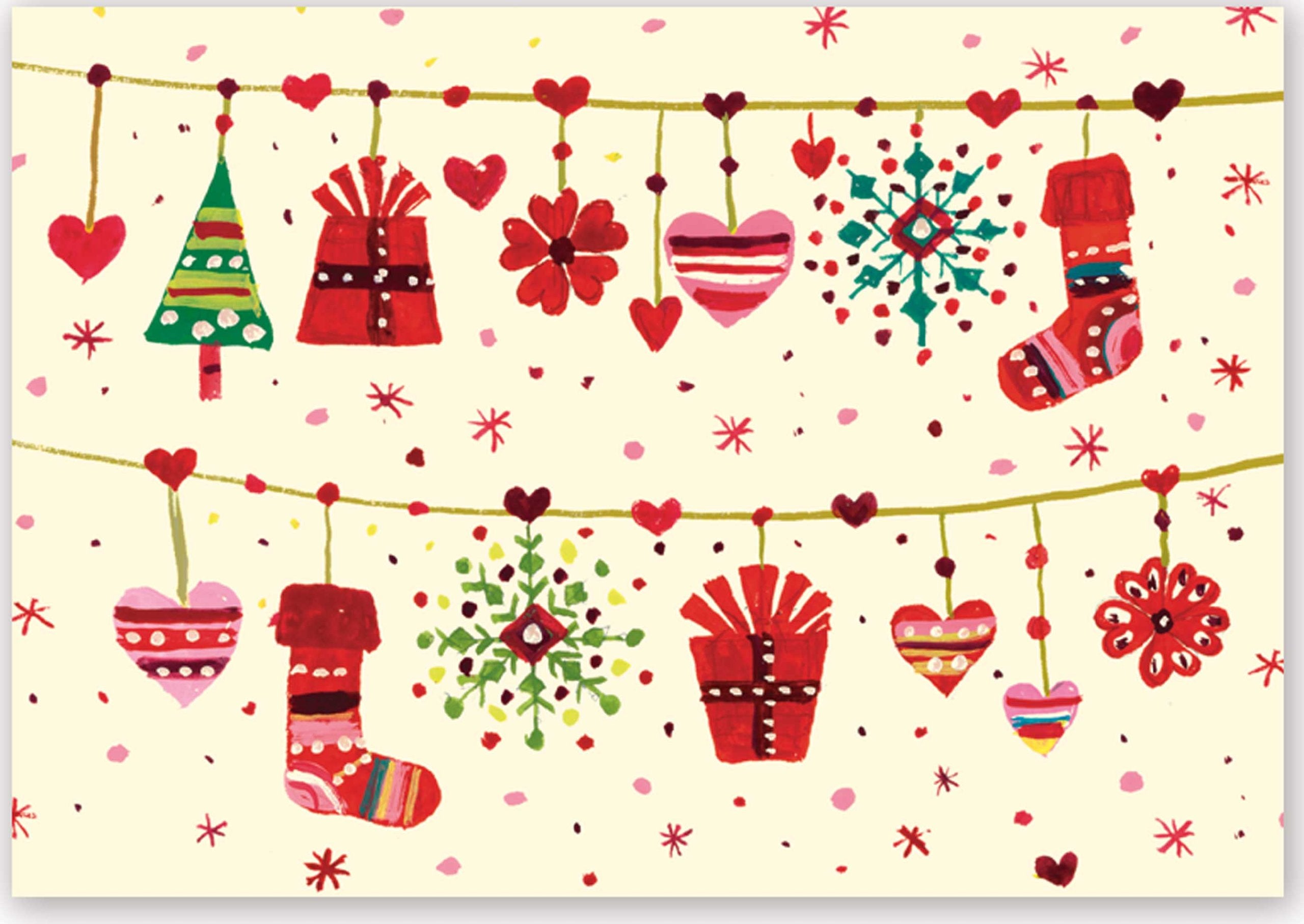 Folk Art Garland Small Boxed Holiday Cards Books