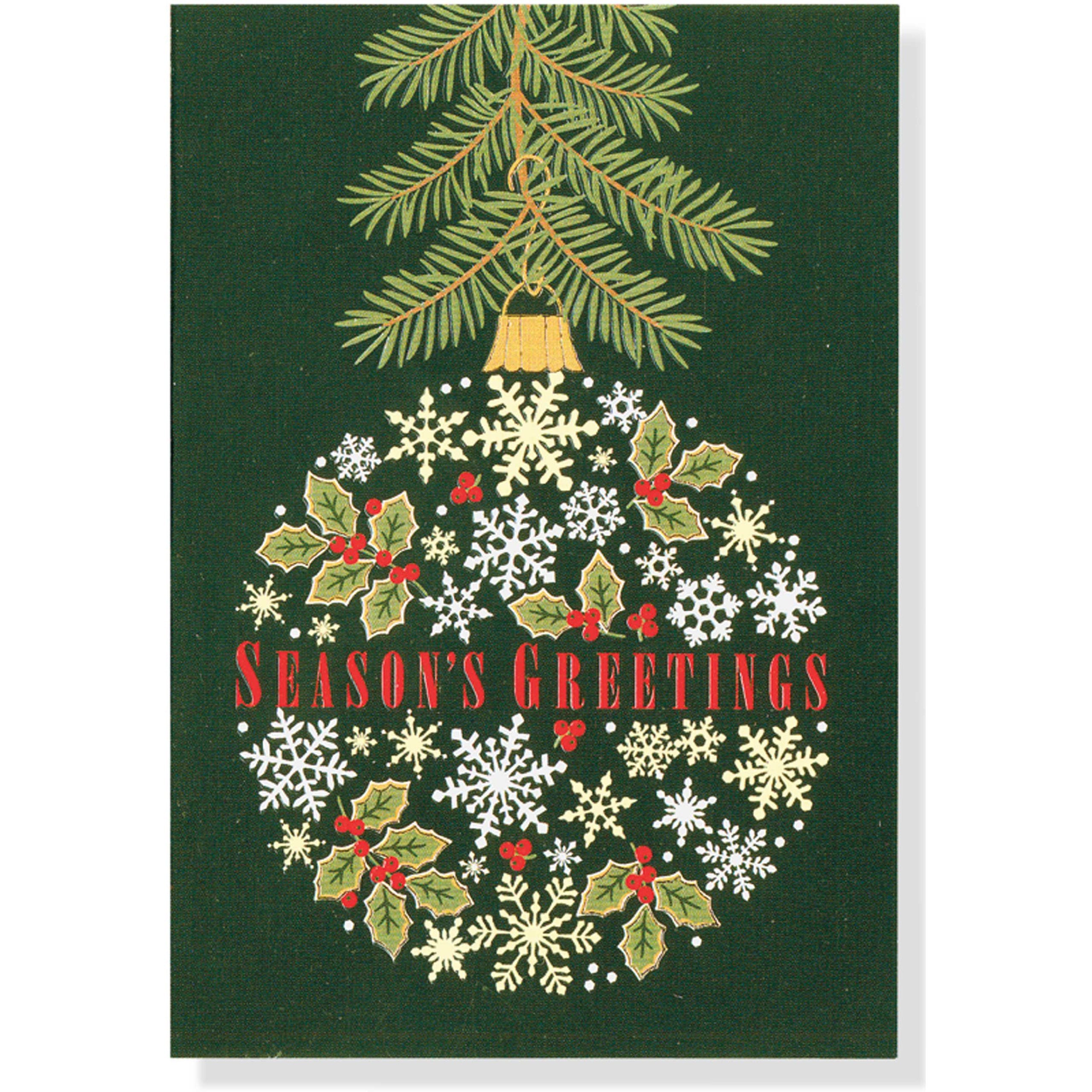 Holly and Snowflake Ornament Small Boxed Holiday Cards Books