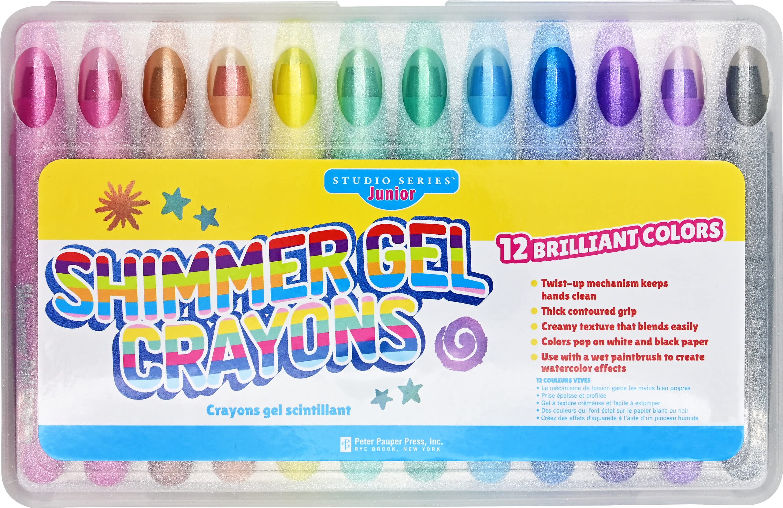 Peter Pauper Press Studio Series Shimmer Gel Crayons (set of 12) Books