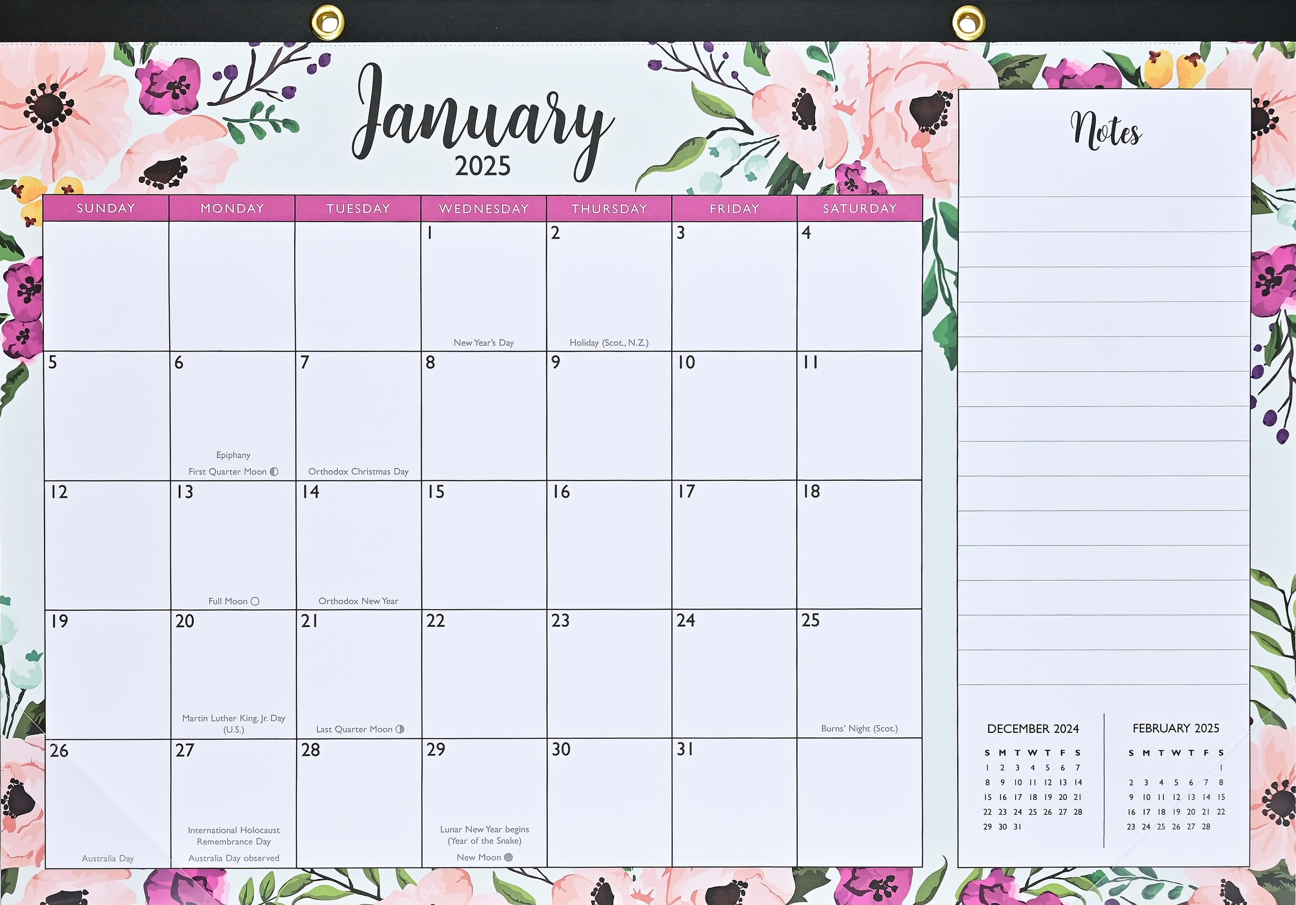 2025 Floral Desk Pad and Wall Calendar (11" X 17") - (12-Month Calendar with 152 bonus stickers!) Calendars