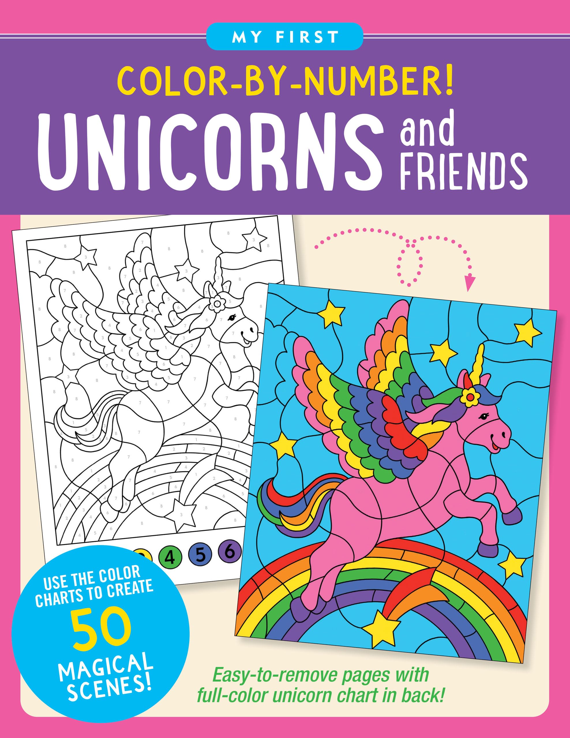 Color-By-Number! Unicorn and Friends (50 Unique, One-Sided Designs) Tiptoi & Games