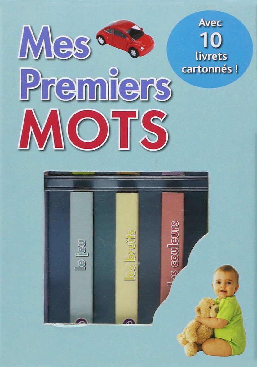 Mes premiers mots avec 10 livrets cartonnés !: Le coucher ; les vêtements ; les couleurs ; les aliments ; la maison ; les jeux ; les bruits ; le bonheur ; le jeu ; le corps book