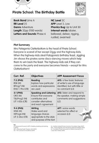 BC Lime A/3C Pirate School: The Birthday Battle Guided Reading Card (BUG CLUB) Novels & Short Stories
