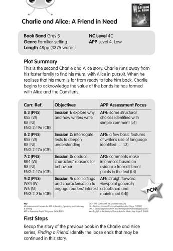BC Grey B/4C Charlie and Alice A Friend In Need Guided Reading Cards (BUG CLUB) Novels & Short Stories