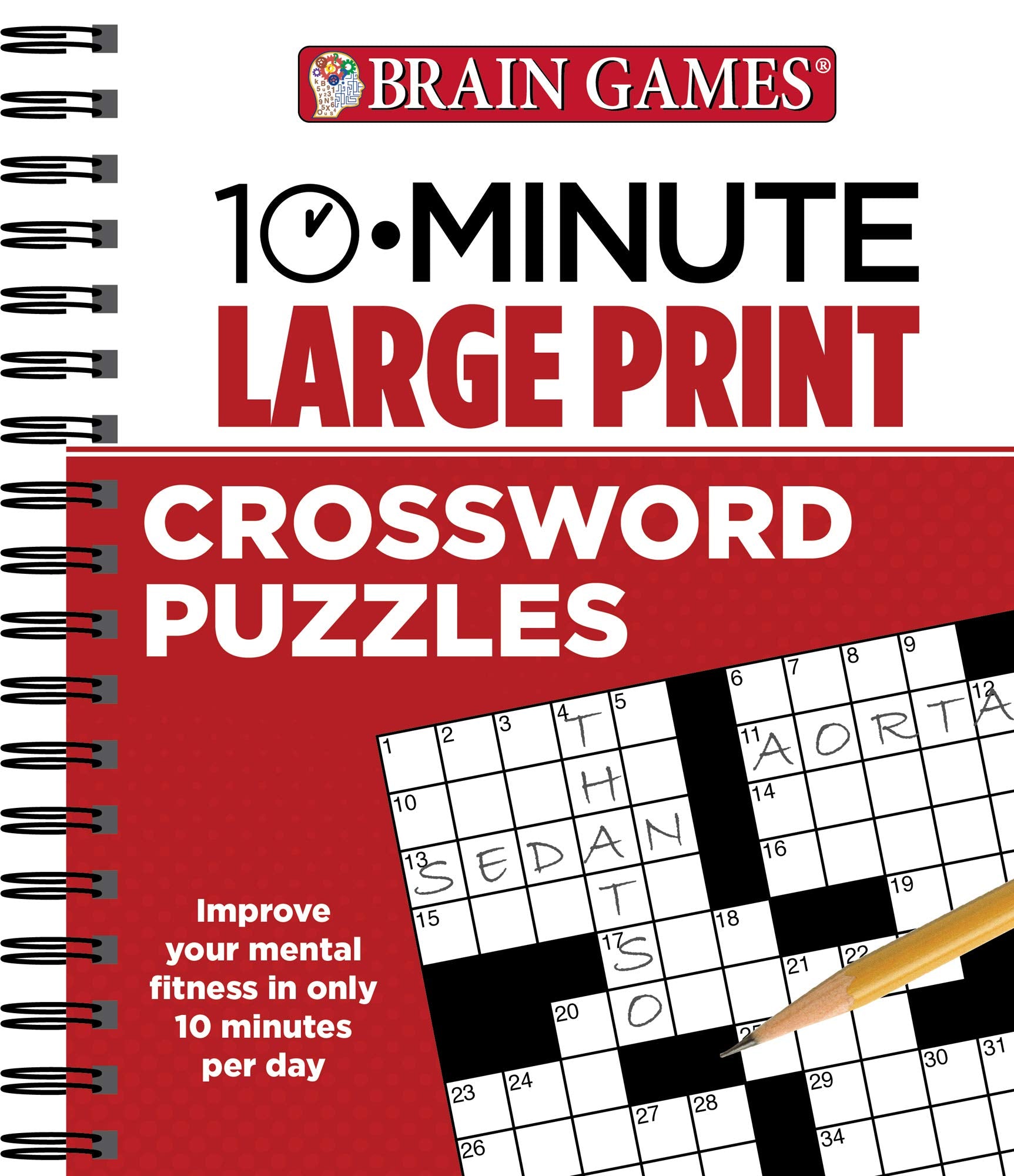 Brain Games - 10 Minute: Large Print Crossword Puzzles: Volume 1 Leisure & Fun