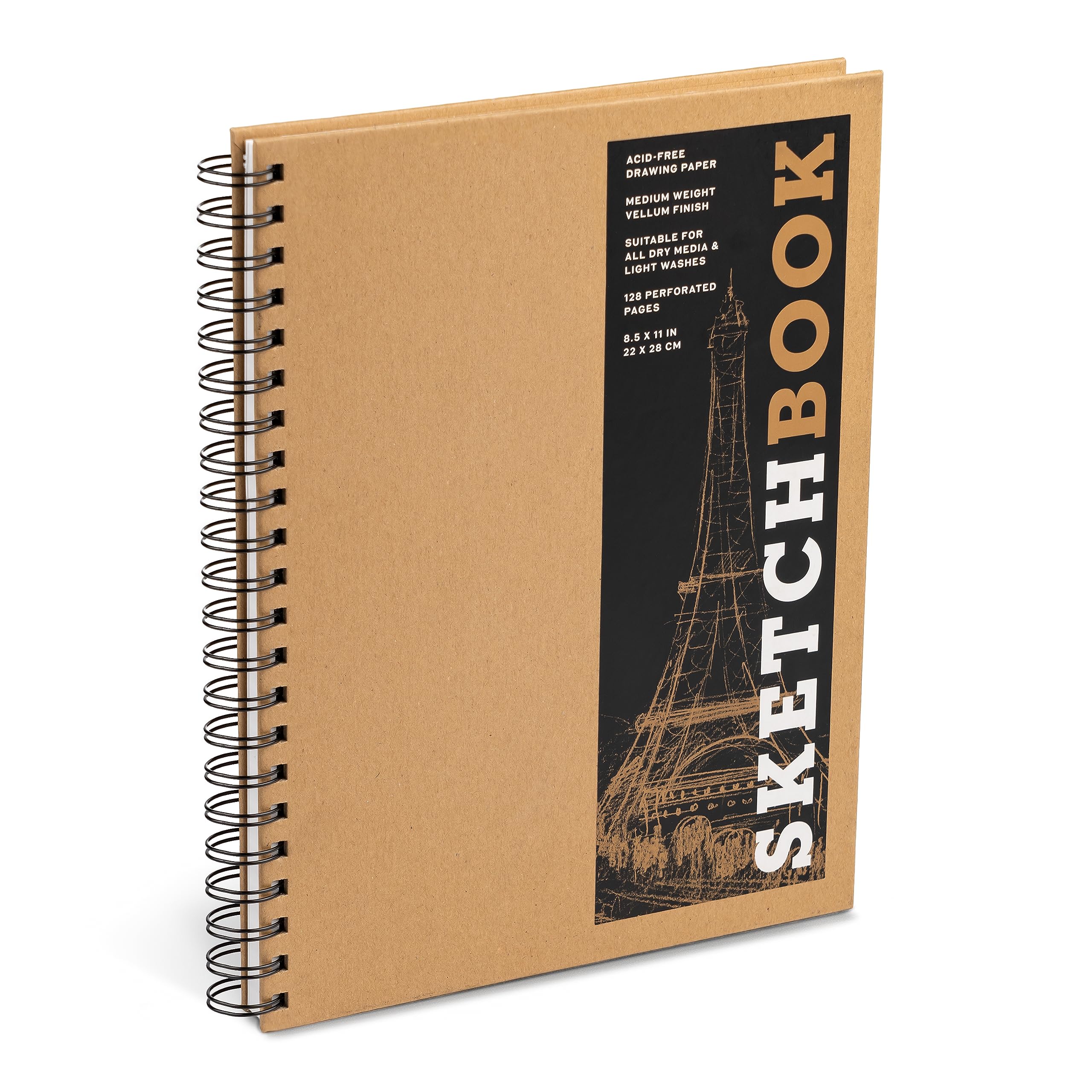 Sketchbook 8.5 x 11" Kraft Spiral Hardcover Mixed Media Sketchbook for Drawing: Acid-Free Quality Paper (128 pages) (Union Square & Co. Sketchbooks) Film, Art & Culture
