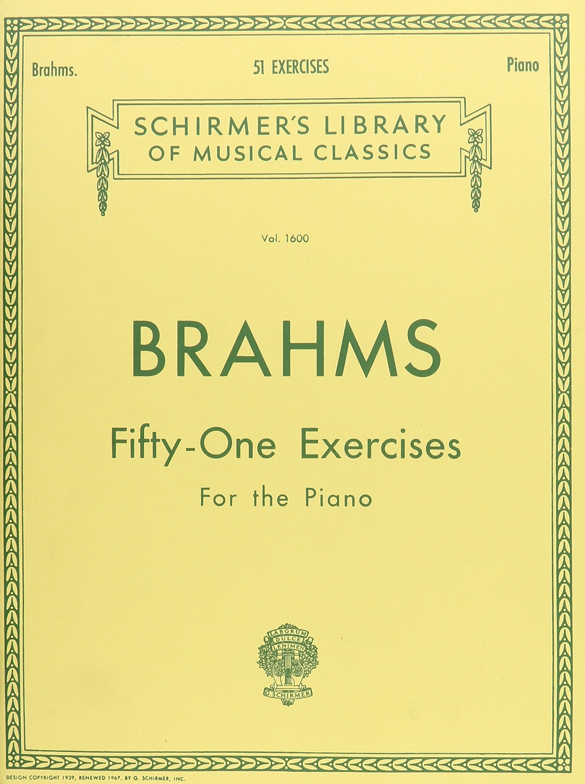 51 Exercises: Brahms - 51 Exercises Schirmer Library of Classics Volume 1600 Piano Solo book