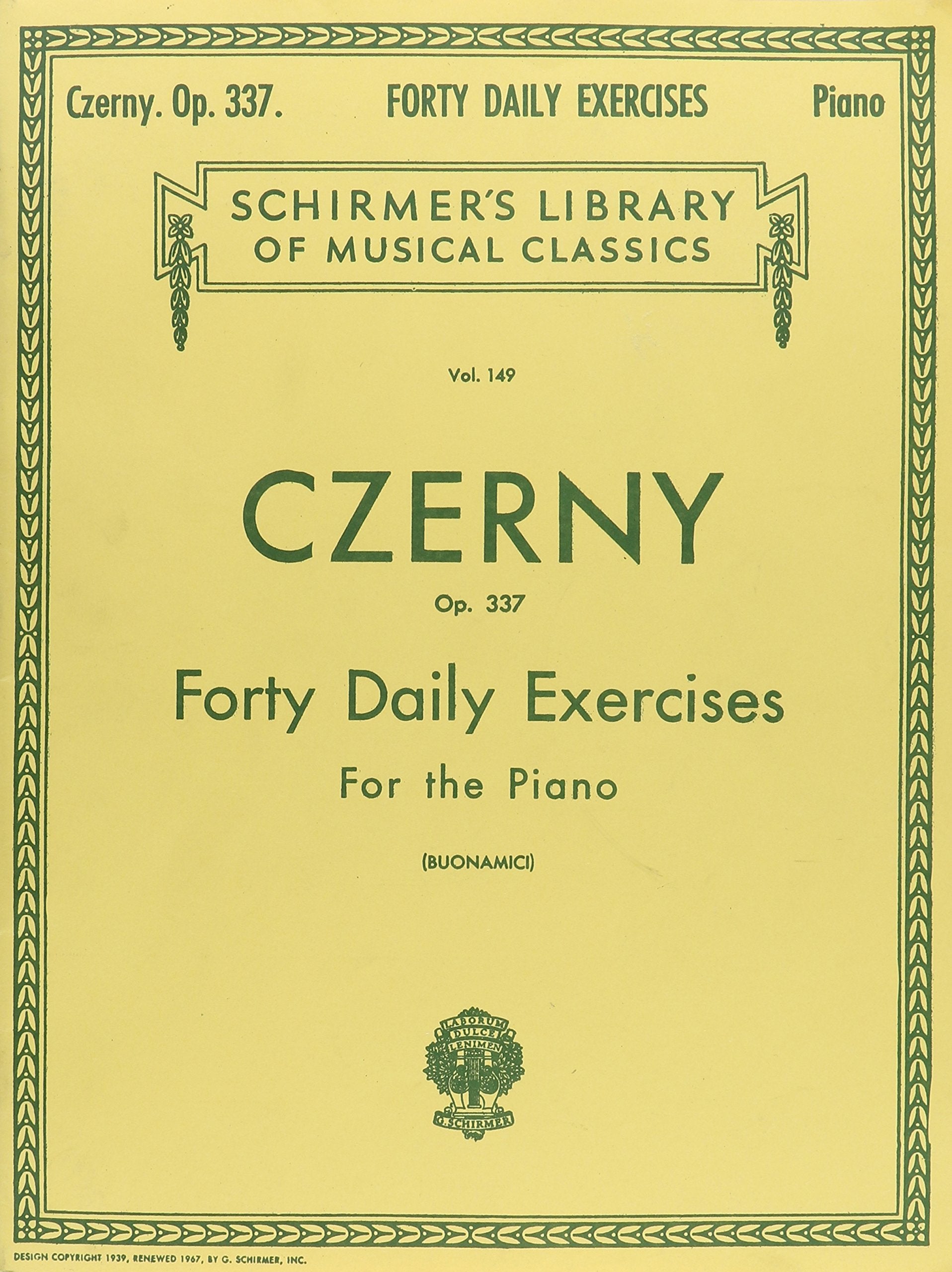 Czerny - 40 Daily Exercises, Op. 337: Schirmer Library of Classics Volume 149 Piano Technique Sheet Music