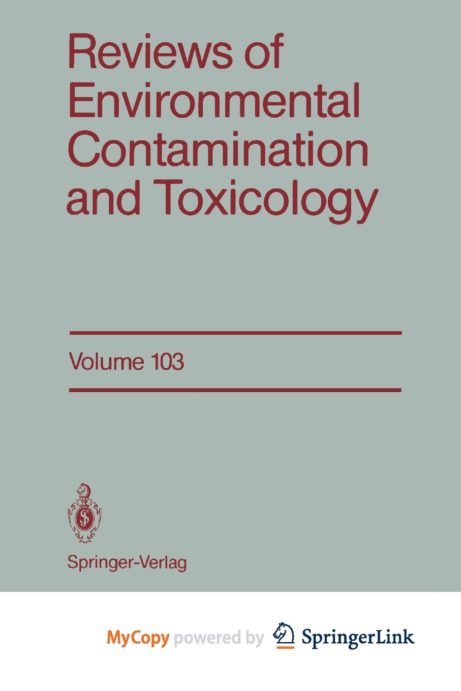 Reviews of Environmental Contamination and Toxicology: Continuation of Residue Reviews Mathematics
