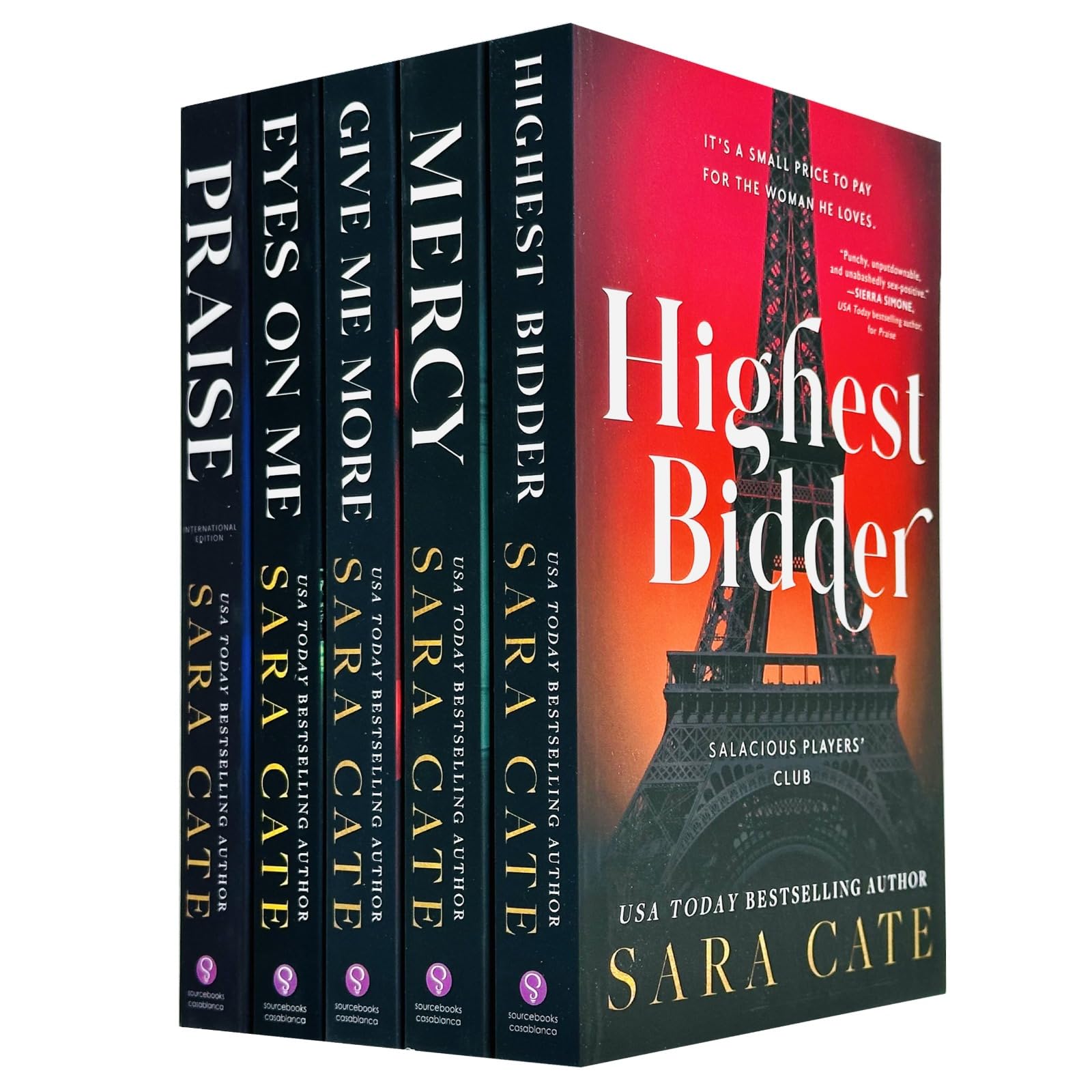 Salacious Players Club Series 5 Books Collection Set By Sara Cate (Praise, Eyes on Me, Give Me More, Mercy & Highest Bidder) Contemporary Romance