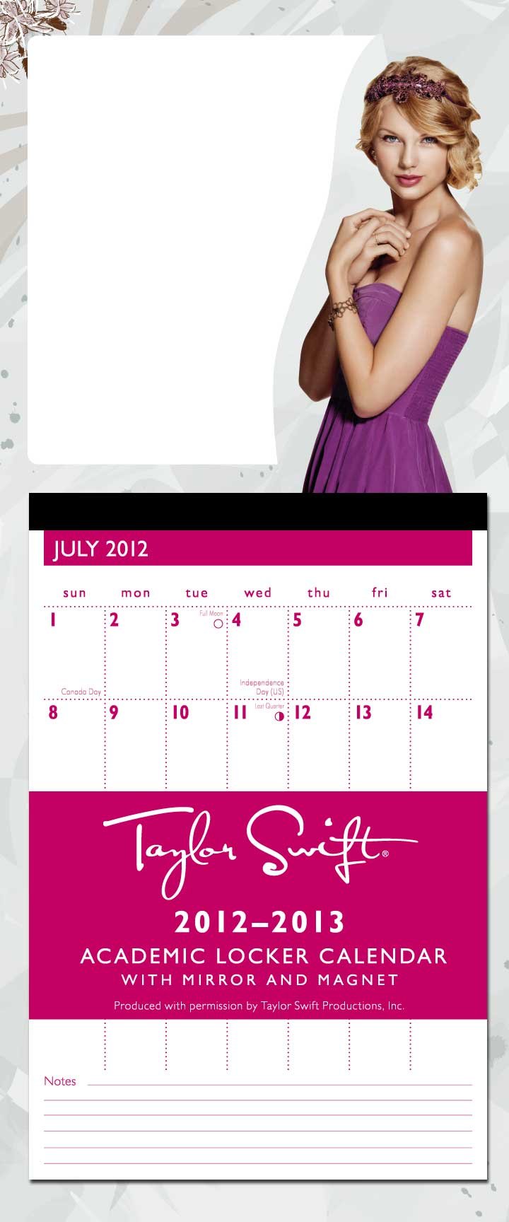 Taylor Swift 2012-2013 Academic Locker Calendar: With Mirror and Magnet Photography