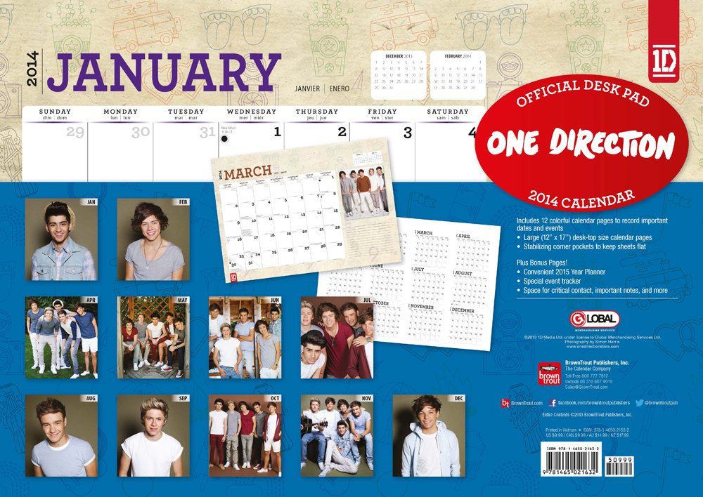 One Direction Desk Pad 2014 Calendar Books