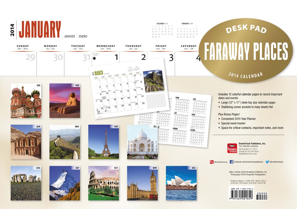 Faraway Places 2014 Desk Pad Calendar Books