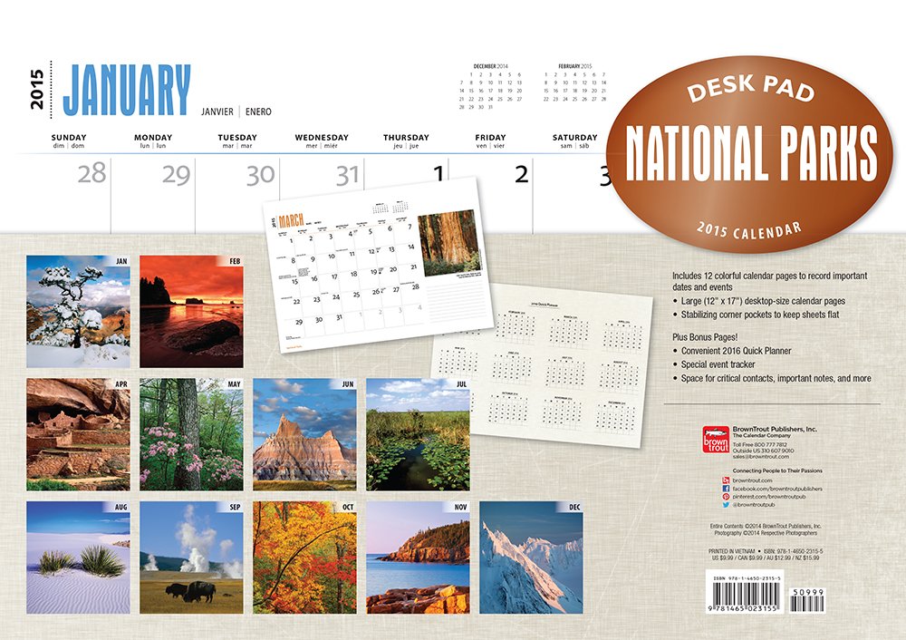 National Parks 2015 Desk Pad Camping & Survival