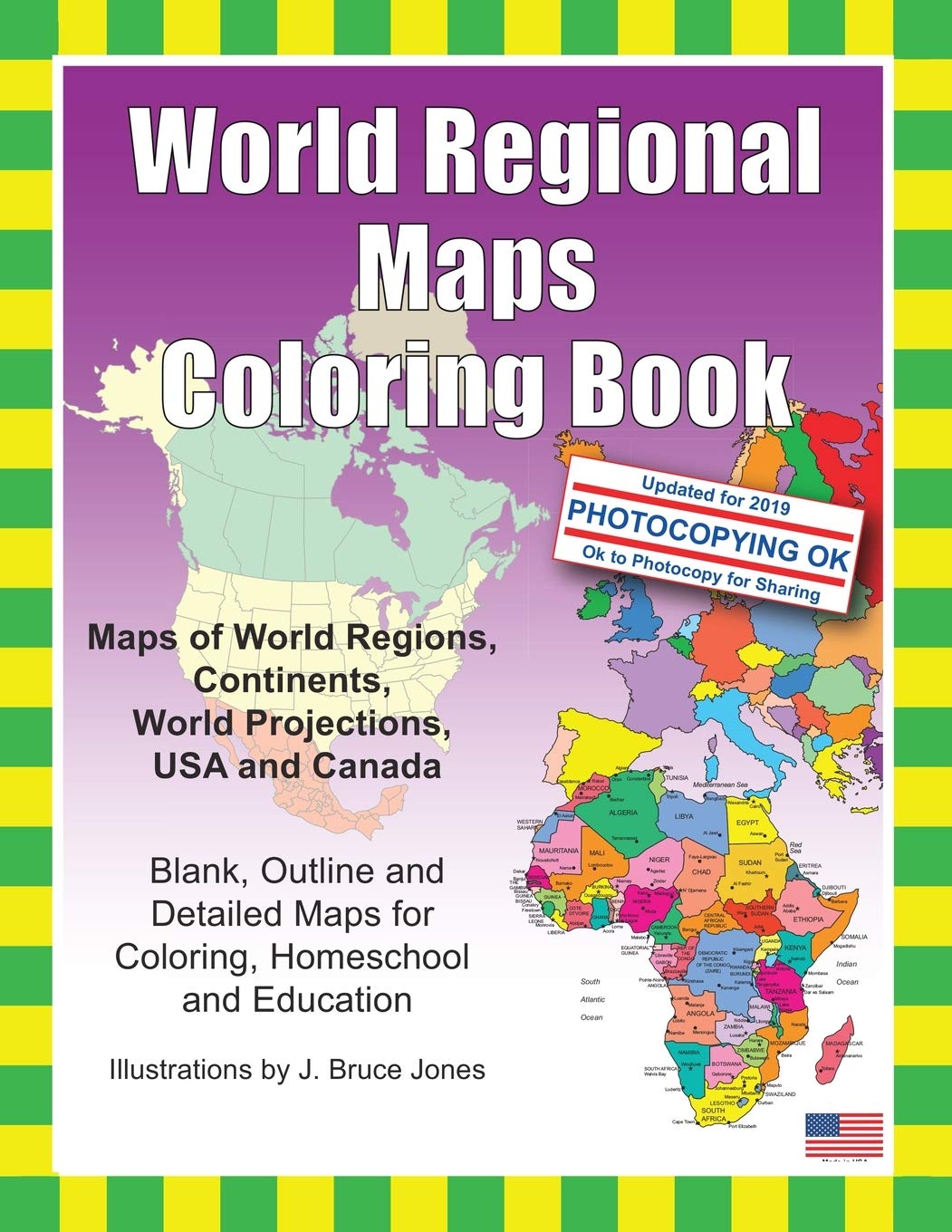 World Regional Maps Coloring Book: Maps of World Regions, Continents, World Projections, USA and Canada Hobbies & Crafts