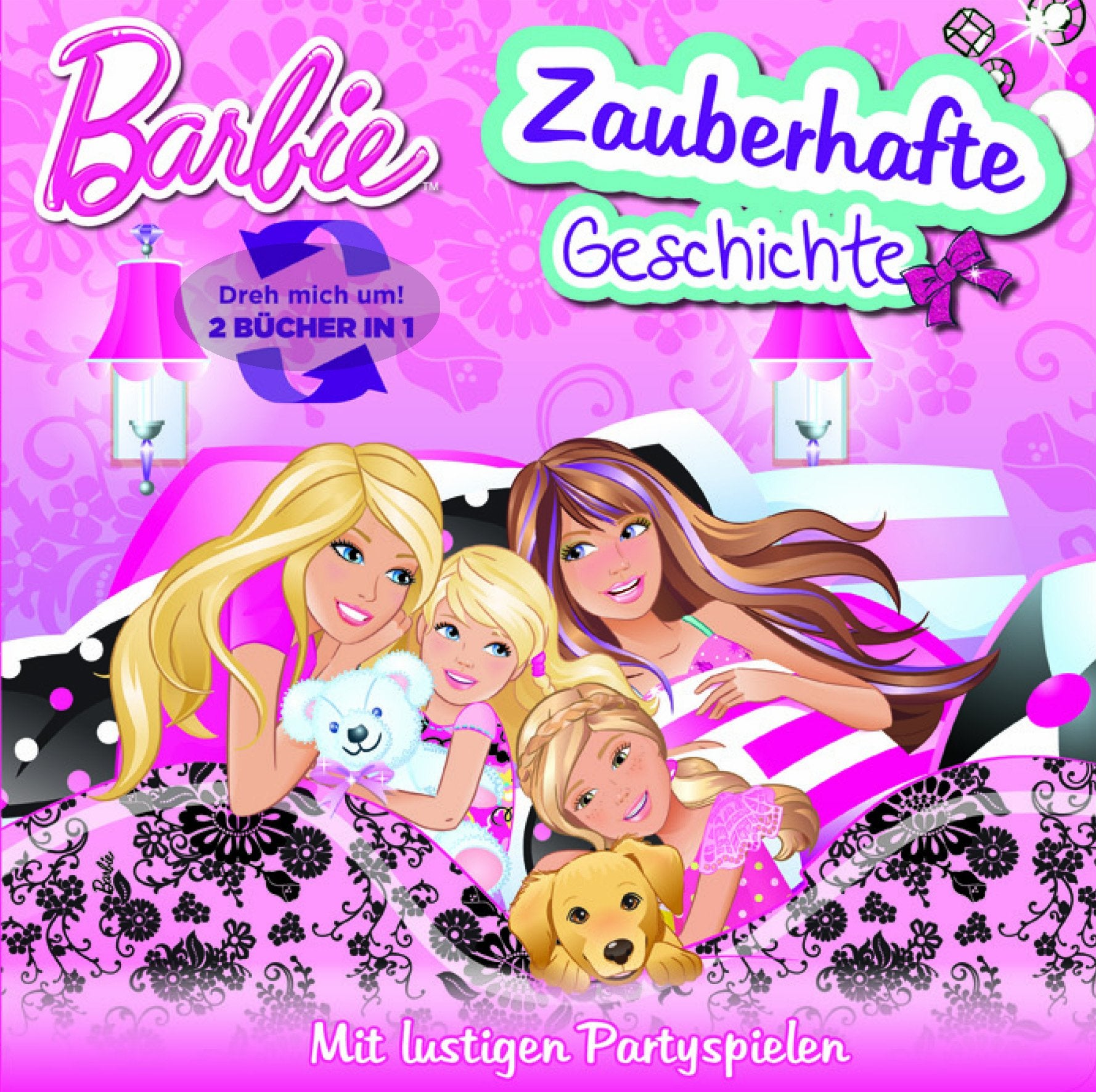 Barbie - Dreh mich um: Pyjamaparty - Partyspaß (2 Bücher in einem): 2 Bücher in einem. Pyjamaparty - Partyspaß. Zauberhafte Geschichte. Mit lustigen Partyspielen Children's books