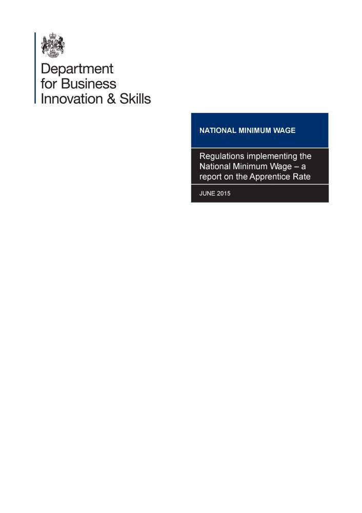 Regulations implementing the national minimum wage: a report on the apprentice rate book