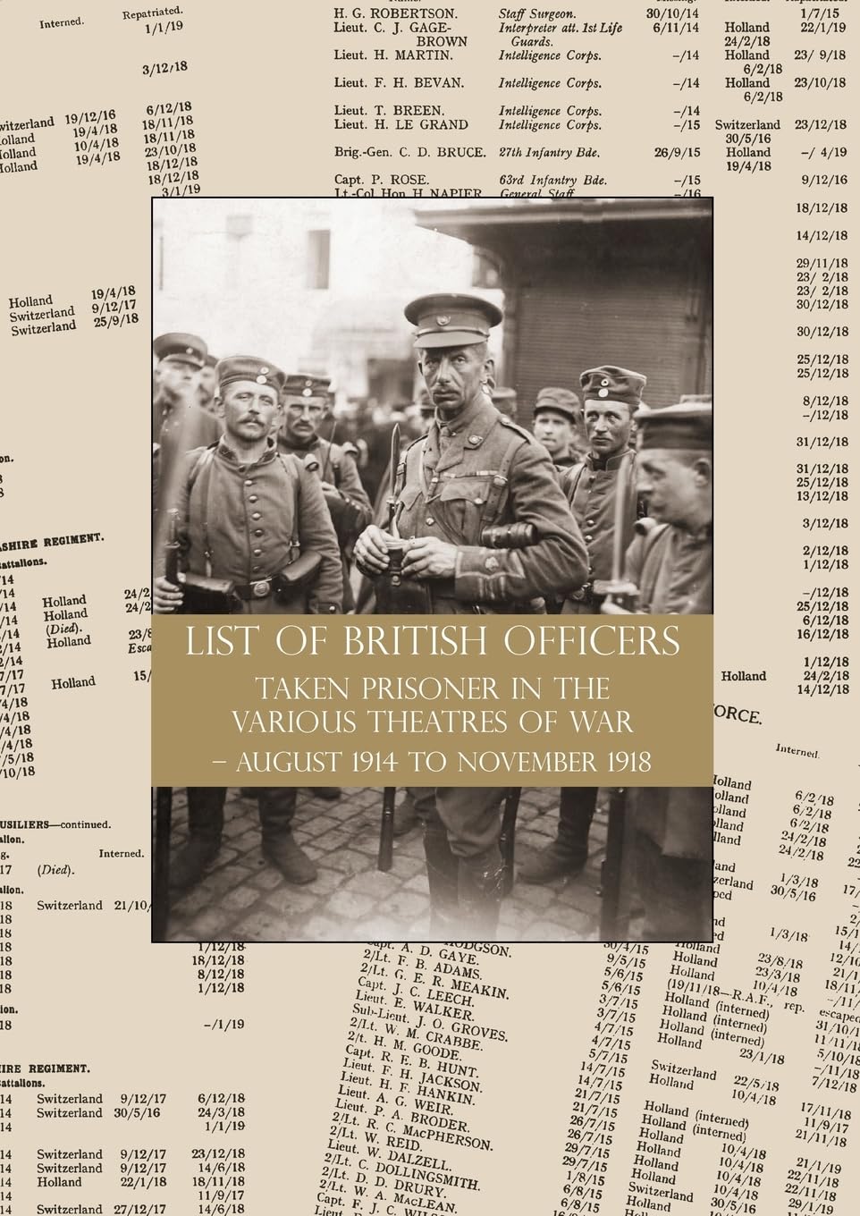 LIST of BRITISH OFFICERS TAKEN PRISONER in the VARIOUS THEATRES of WAR: August 1914 to November 1918 Politics & History