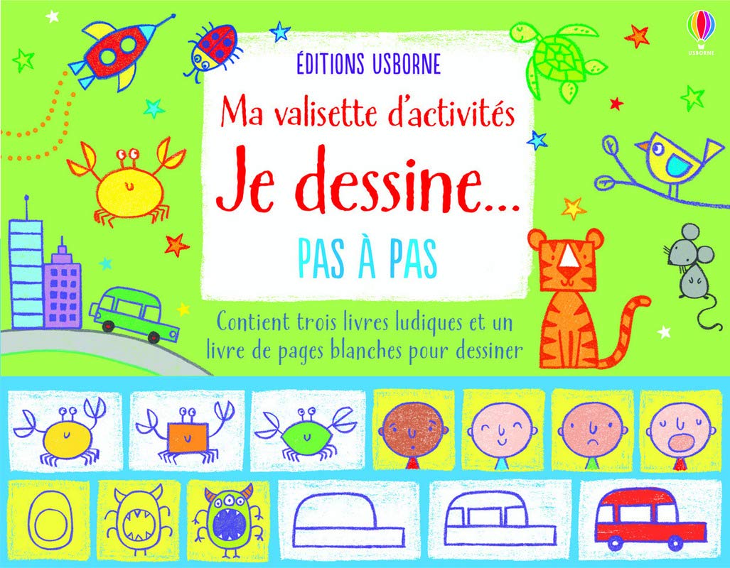 Ma valisette d'activités Je dessine... pas à pas: Contient trois livres ludiques et un livre de pages blanches pour dessiner Hobbies & Crafts