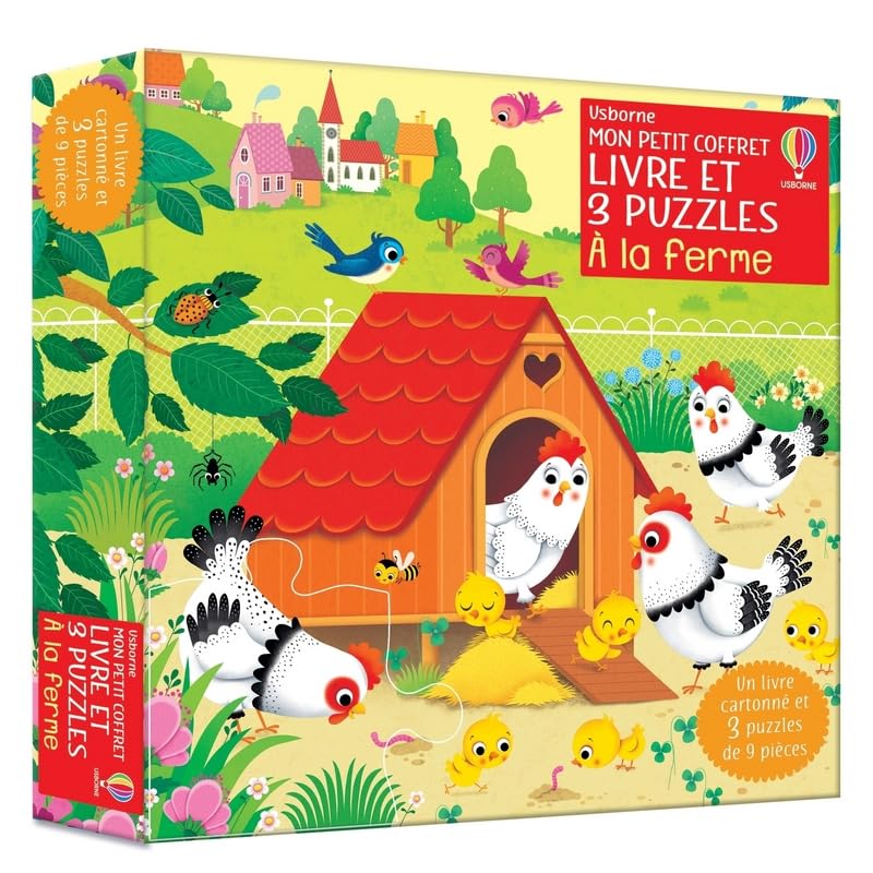 A la ferme - Mon petit coffret Livre et 3 puzzles Leisure & Fun