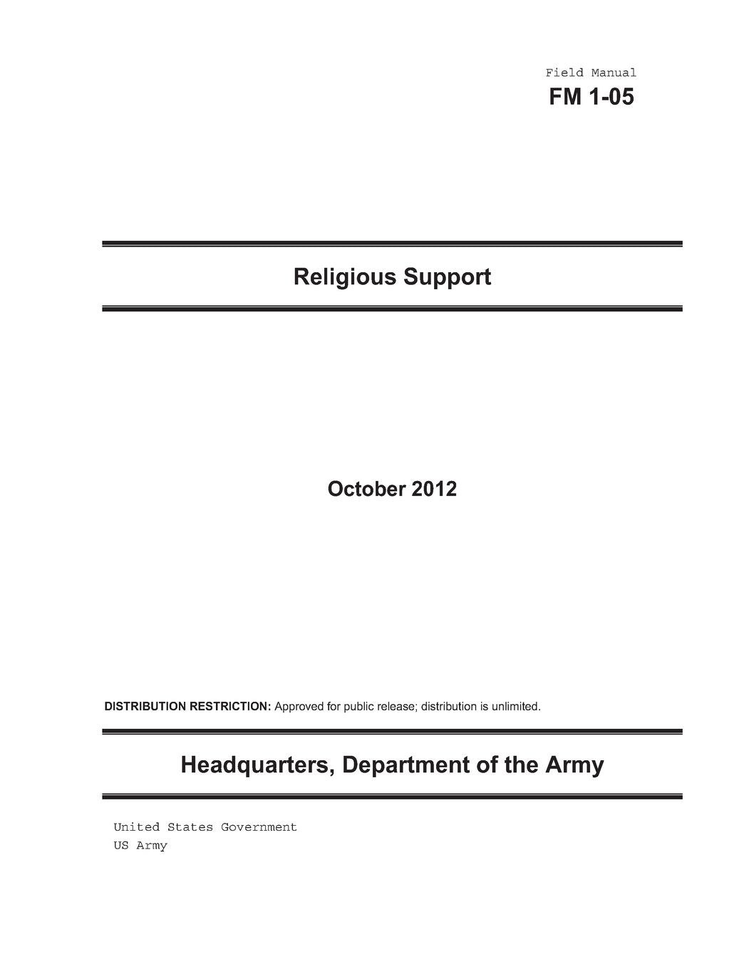 Field Manual FM 1-05 Religious Support October 2012 Religion & Esotericism