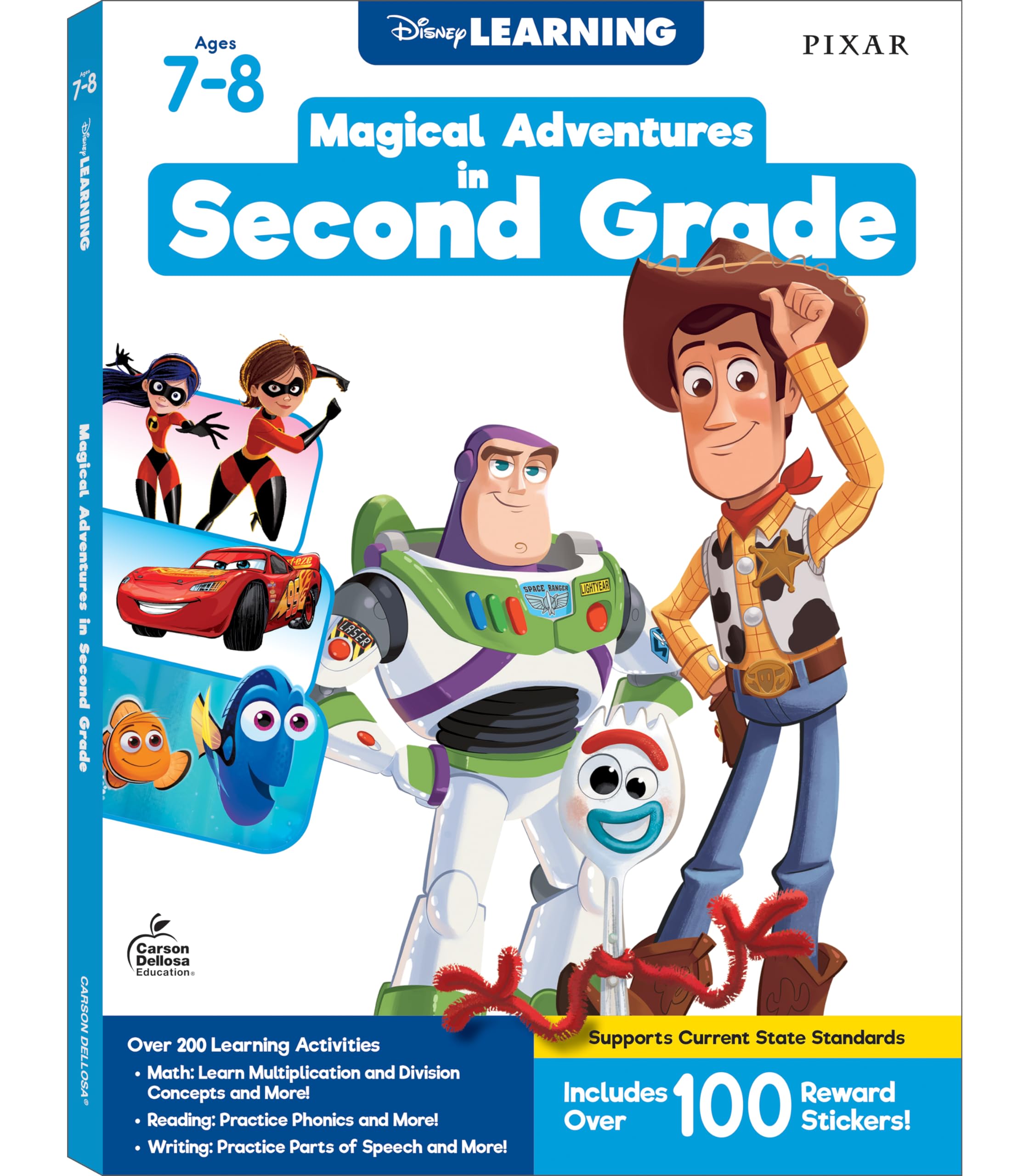 Disney Learning Magical Adventures in 2nd Grade Workbooks All Subjects, Math, Reading Comprehension, Writing, Addition, Subtraction, Multiplication, Phonics, Second Grade Workbooks Ages 7-8 Non-fiction