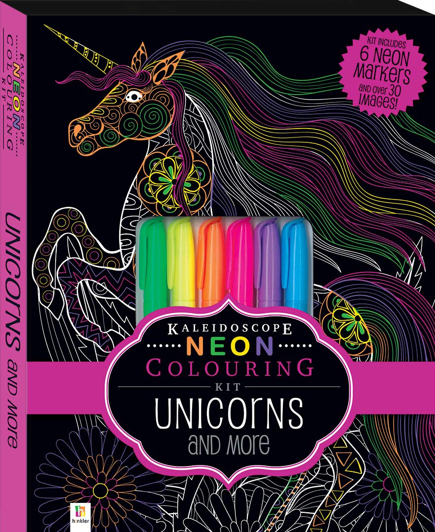 Kaleidoscope Neon Colouring Kit: Unicorns and More book