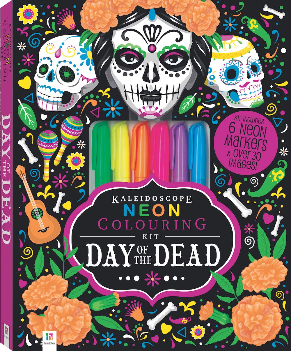 Kaleidoscope Neon Colouring Kit: Day of the Dead book