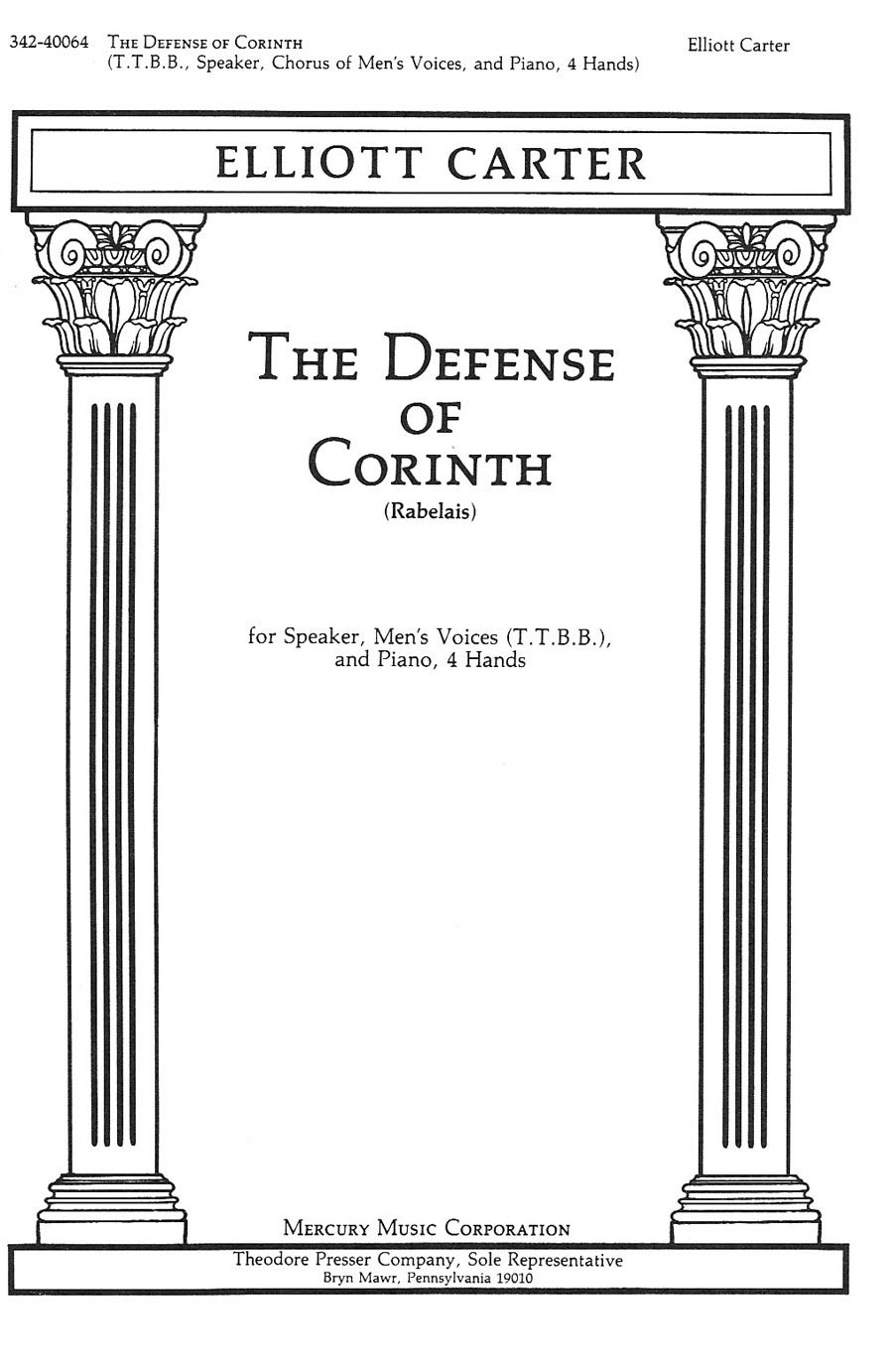 The Defense of Corinth: For Speaker, Chorus of Men's Voices, and Piano 4 Hands Arts & Music