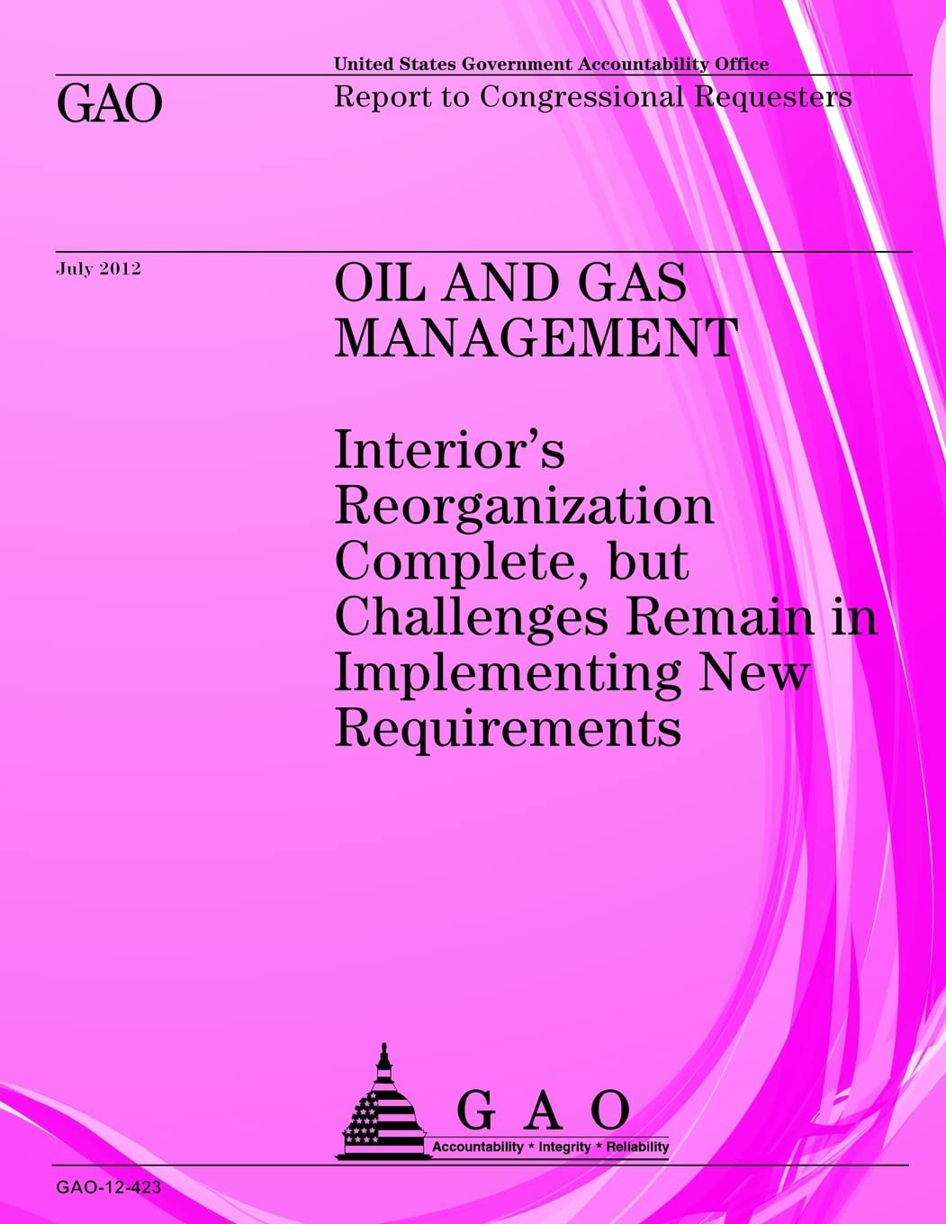 Oil and Gas Management: Interior's Reorganization Complete, but Challenges Remain in Implementing New Requirements Reference Books