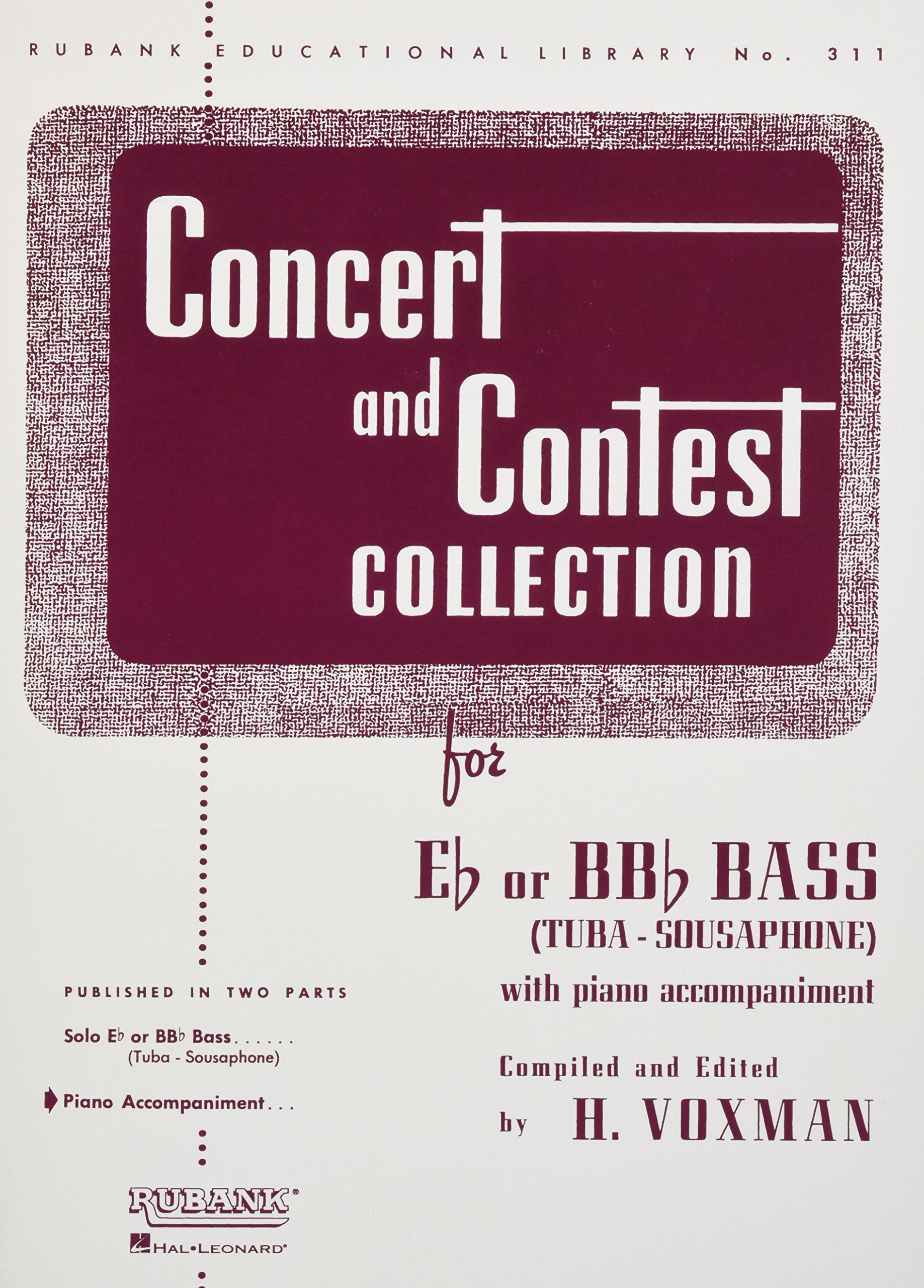 Concert and Contest Collection for Bass/Tuba (B.C.): Piano Accompaniment (Rubank Educational Librabry, Band 311) Sheet Music