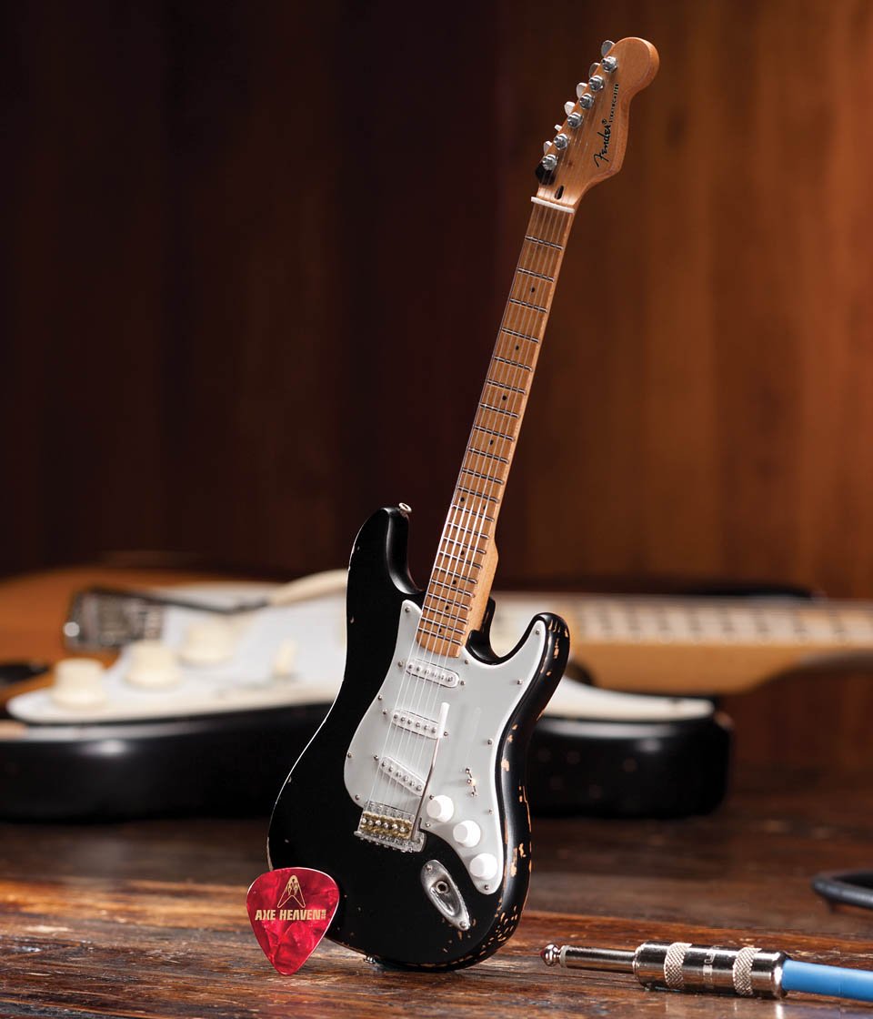 Axe Heaven Fender Strat Black Vintage Distressed Miniature Guitar Replica: Officially Licensed Miniature Guitar Replica Leisure, Home & Garden