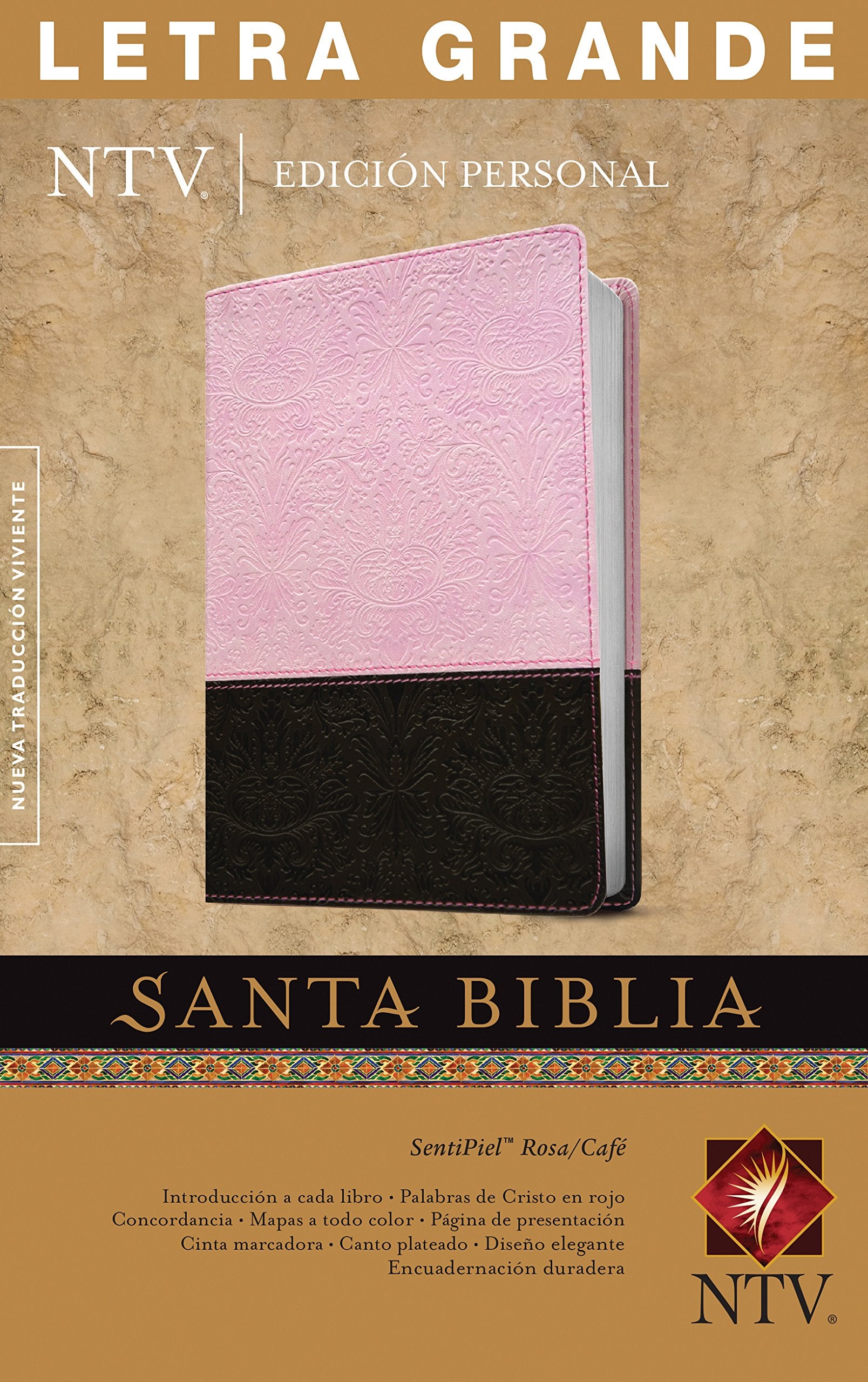 Santa Biblia-Ntv-Edicion Personal Letra Grande: Nueva Traducción Viviente, rosa/cafe sentipiel, edición personal Film, Art & Culture