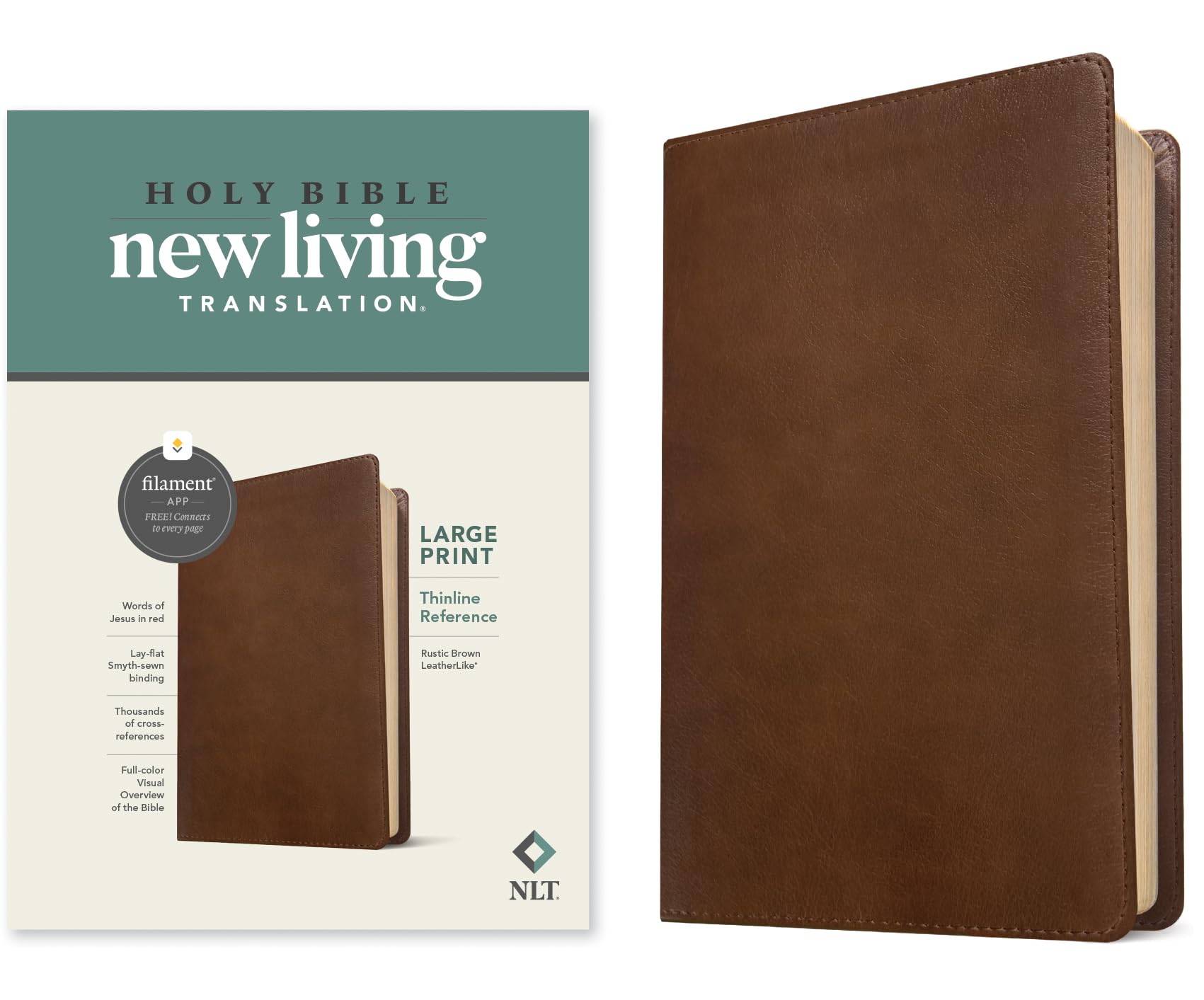 NLT Large Print Thinline Reference Bible, Filament Enabled Edition (Red Letter, Leatherlike, Rustic Brown): New Living Translation, Rustic Brown, Thinline Reference, Leatherlike, Filament Enabled Film, Art & Culture