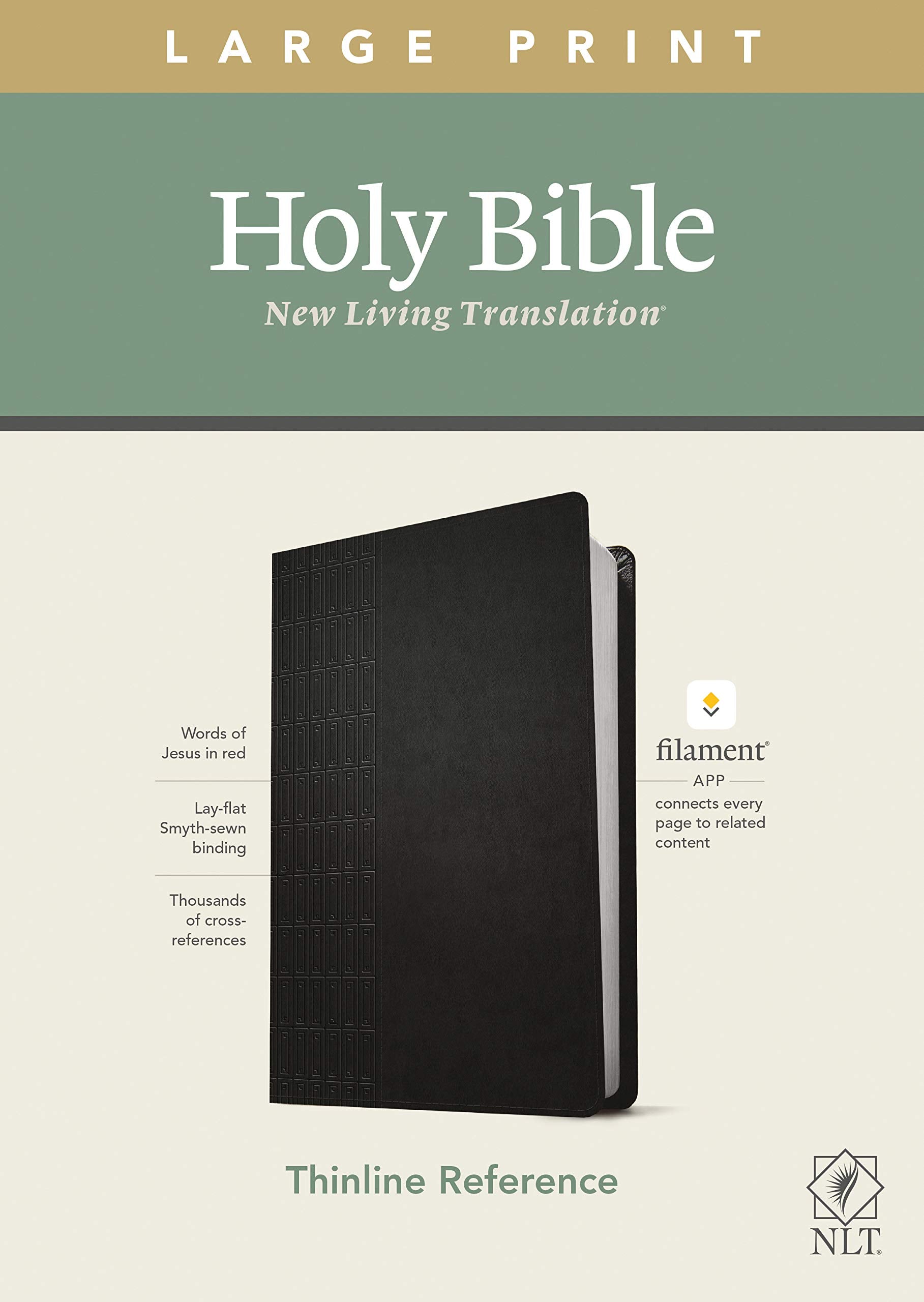 NLT Large Print Thinline Reference Bible, Filament Enabled Edition (Red Letter, Leatherlike, Black): New Living Translation, Cross Grip Black, Leatherlike, Thinline Reference, Filament Enabled Film, Art & Culture