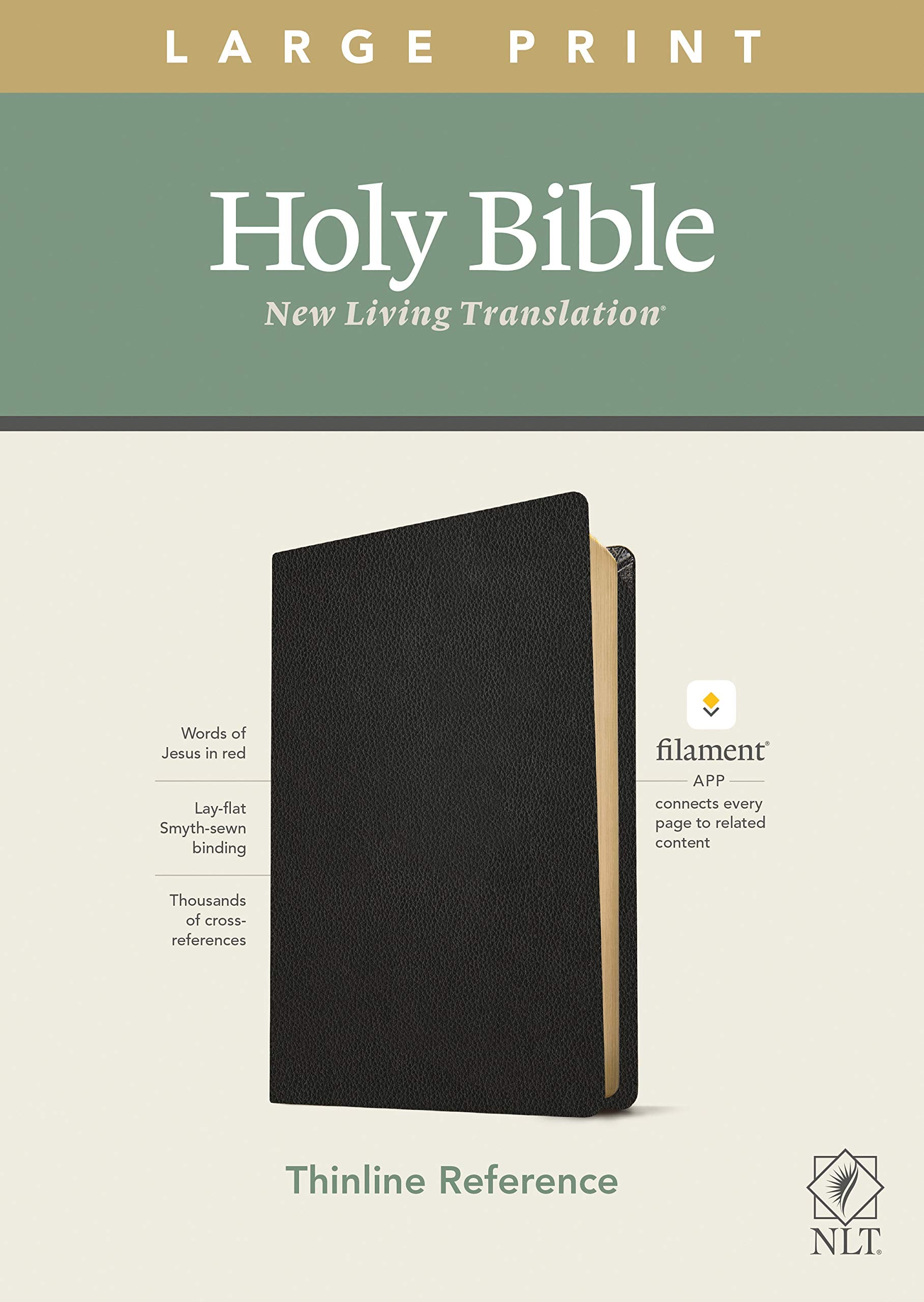 NLT Large Print Thinline Reference Bible, Filament Enabled Edition (Red Letter, Genuine Leather, Black): New Living Translation, Black, Genuine ... Reference, Filament Enabled, Genuine Leather Film, Art & Culture