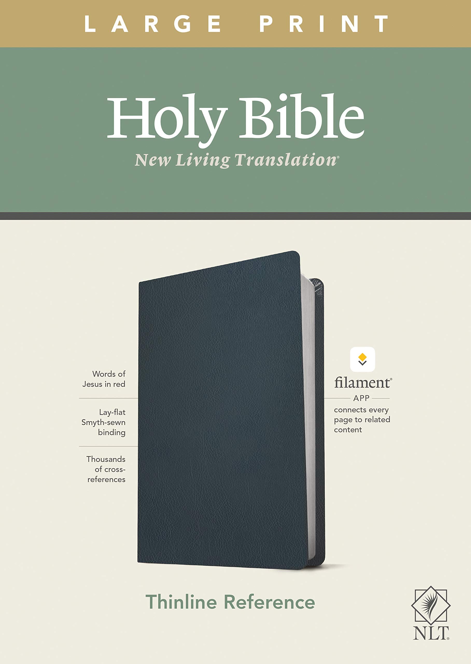 NLT Large Print Thinline Reference Bible, Filament Enabled Edition (Red Letter, Genuine Leather, Blue): New Living Translation, Navy Blue, Genuine Leather, Filament Enabled: Thinline Reference Film, Art & Culture