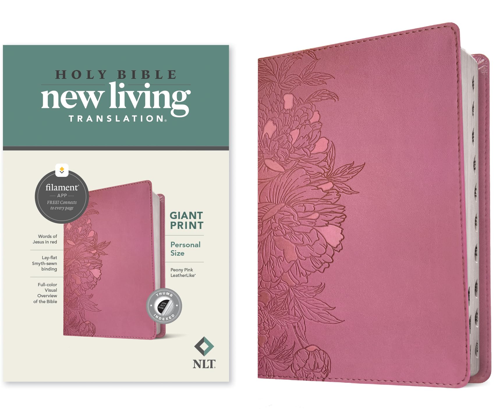 NLT Personal Size Giant Print Bible, Filament Enabled Edition (Red Letter, Leatherlike, Peony Pink, Indexed) Religion & Esotericism