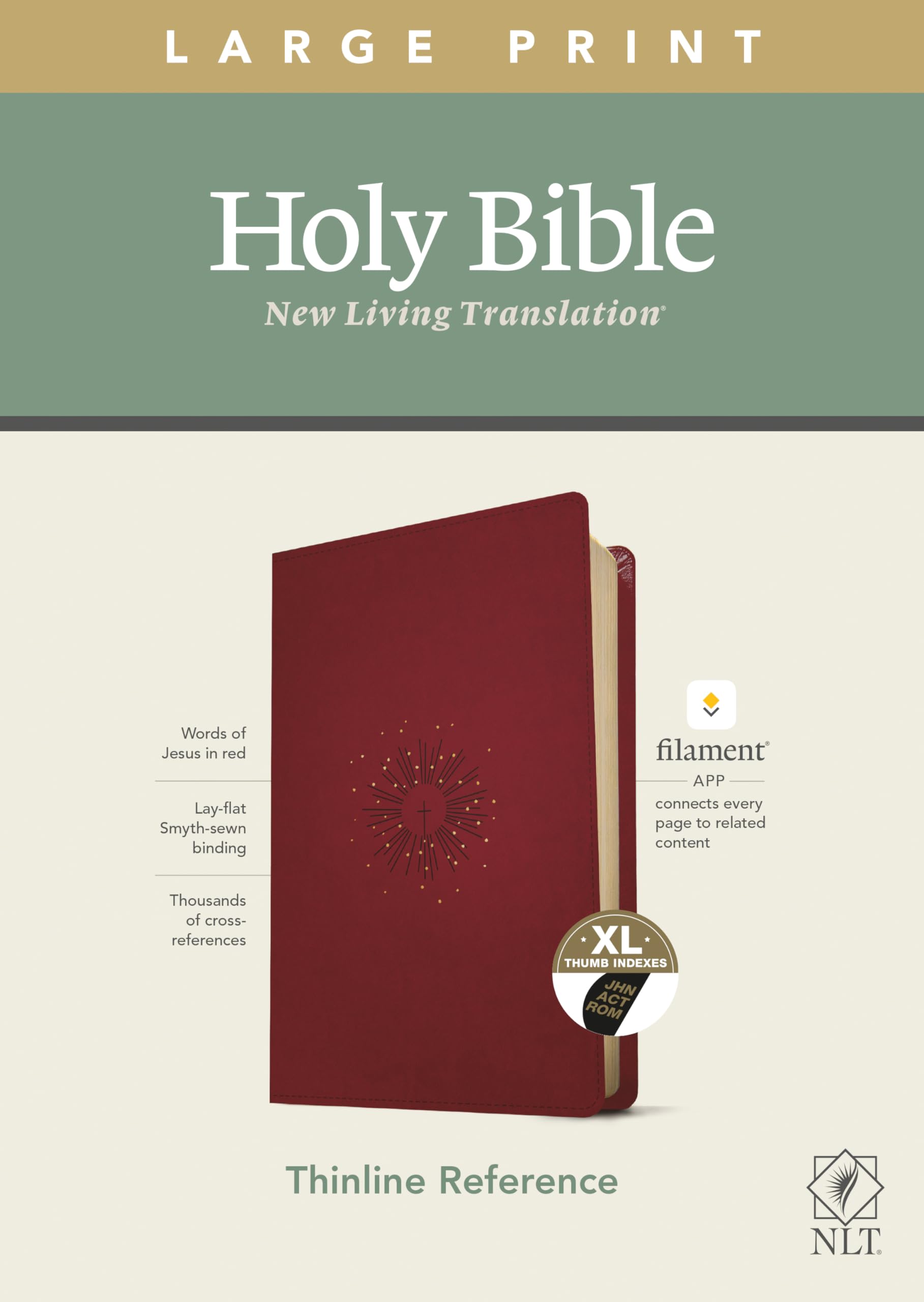 NLT Large Print Thinline Reference Bible, Filament Enabled Edition (Red Letter, Leatherlike, Berry, Indexed): New Living Translation, Aurora Cranberry Leatherlike, Filament Enabled, Red Letter, Film, Art & Culture