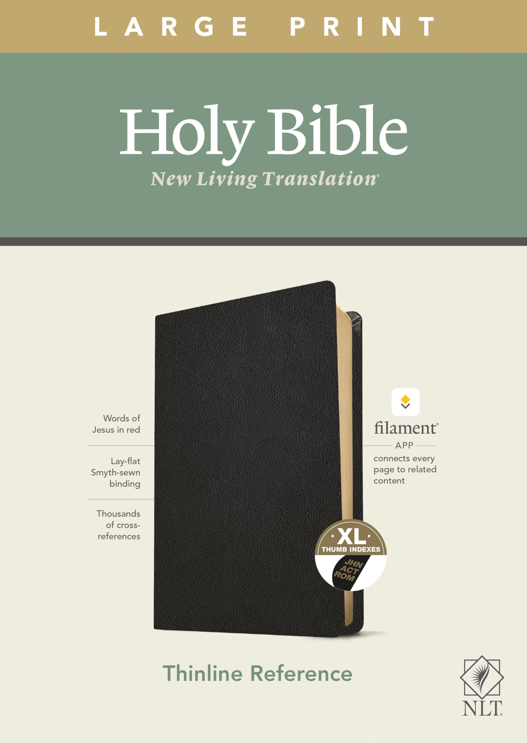 NLT Large Print Thinline Reference Bible, Filament Enabled Edition (Red Letter, Genuine Leather, Black, Indexed): New Living Translation, Thinline ... Enabled Edition Red Letter, Genuine Leather Film, Art & Culture