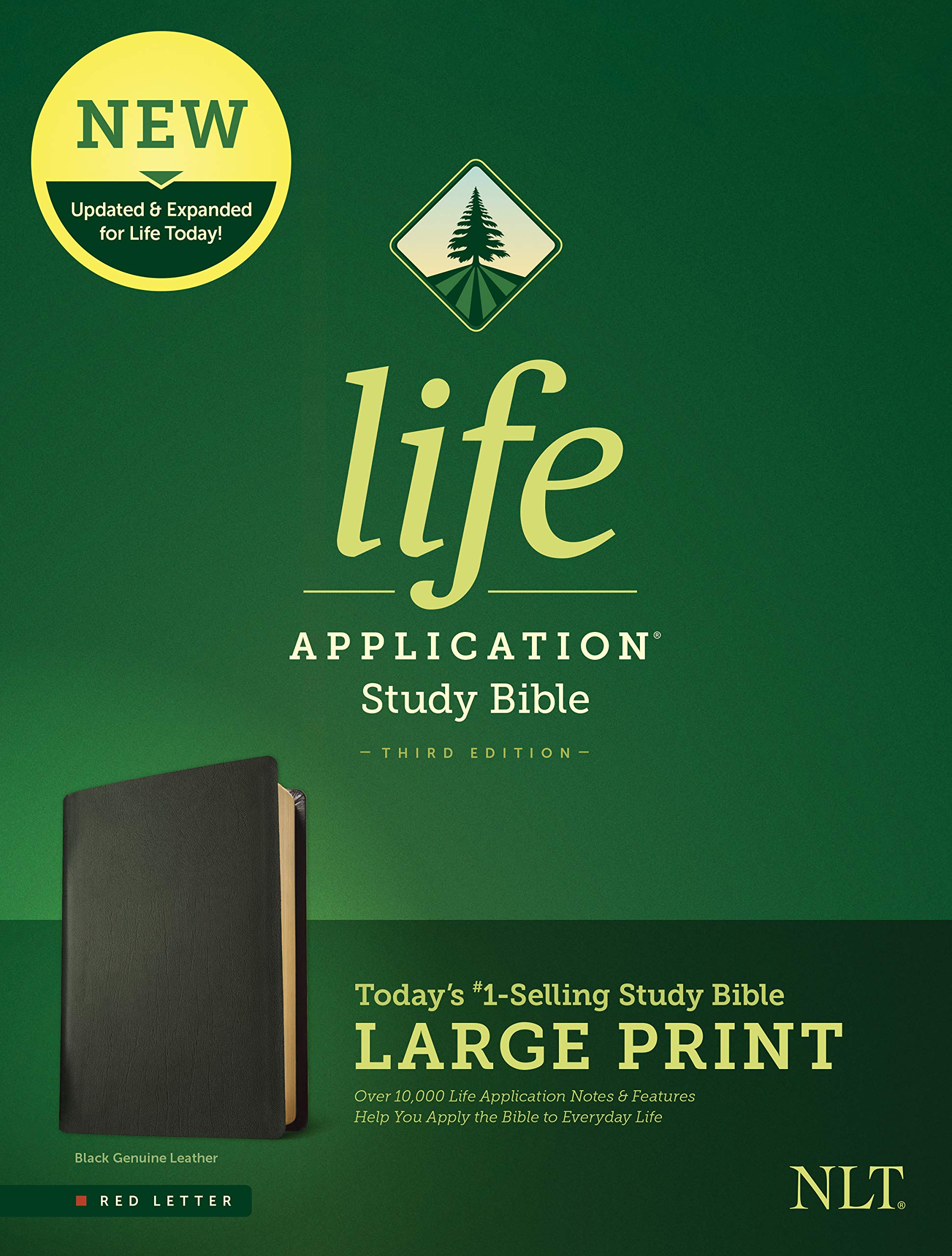 NLT Life Application Study Bible, Third Edition, Large Print (Red Letter, Genuine Leather, Black): New Living Translation, Life Application Study Bible, Black, Red Letter, Genuine Leather Film, Art & Culture