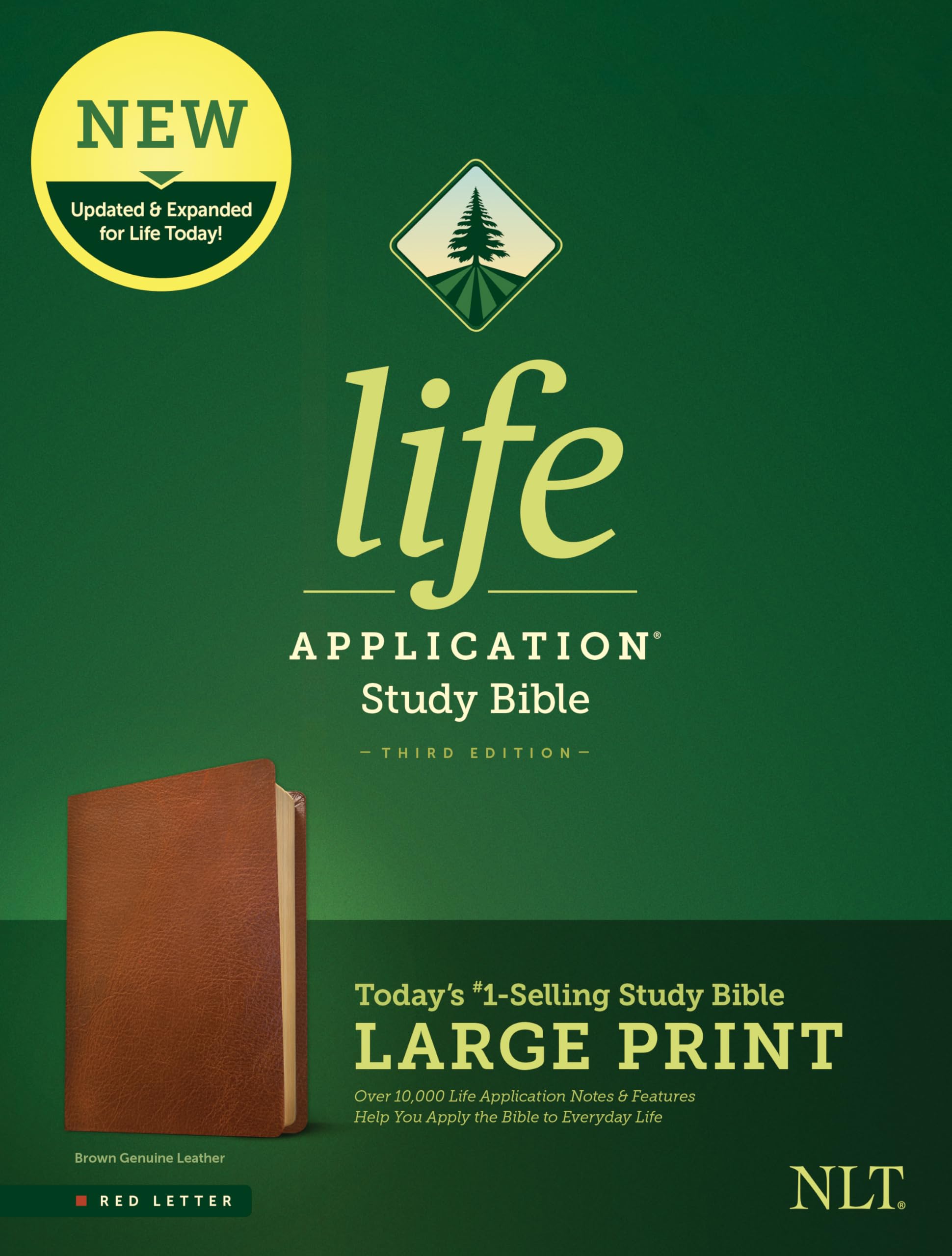 NLT Life Application Study Bible, Third Edition, Large Print (Red Letter, Genuine Leather, Brown): New Living Translation, Life Application Study Bible, Brown, Red Letter, Genuine Leather Film, Art & Culture