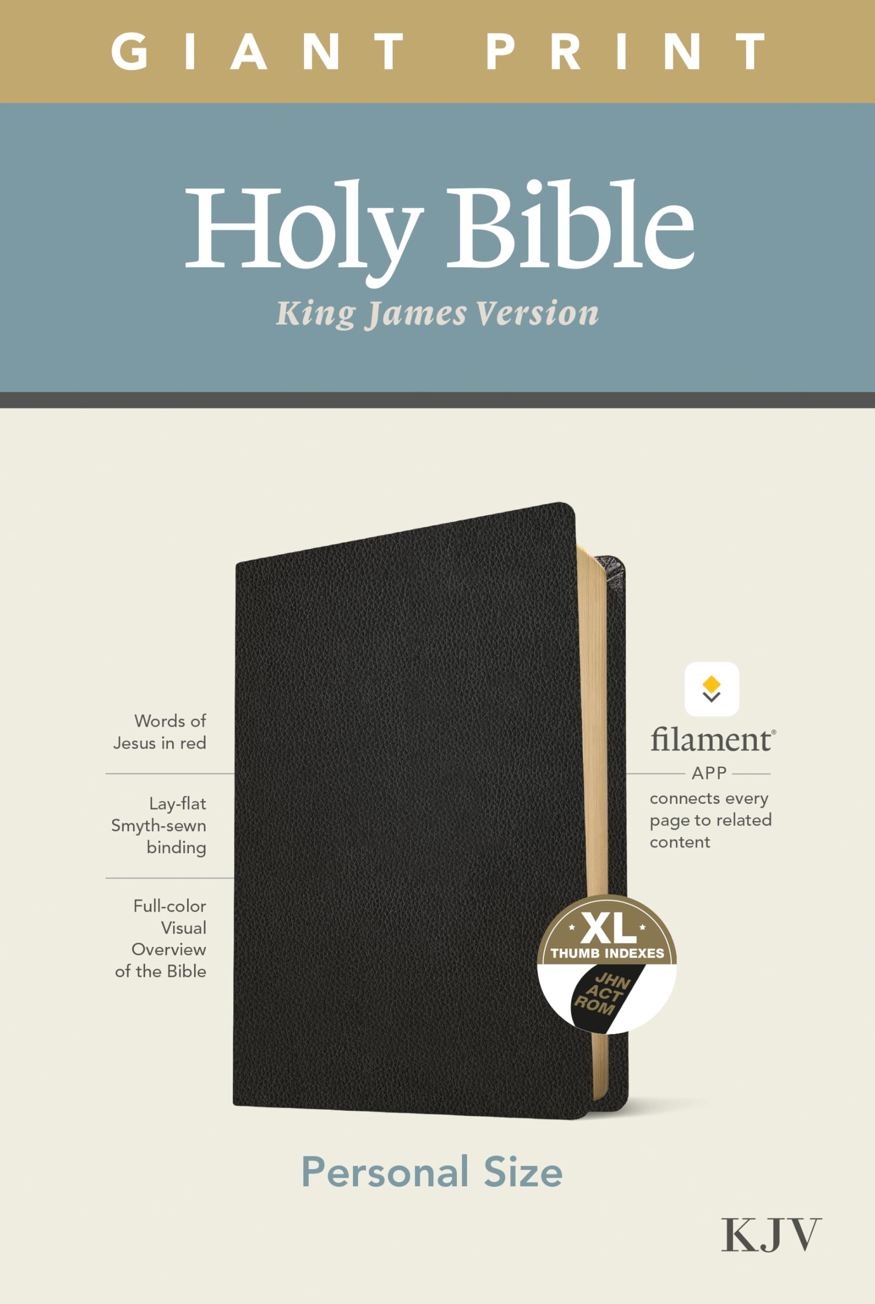 Holy Bible: KJV, Black, Genuine Leather, Filament Enabled, Personal Size Giant Print Bible Religion & Esotericism