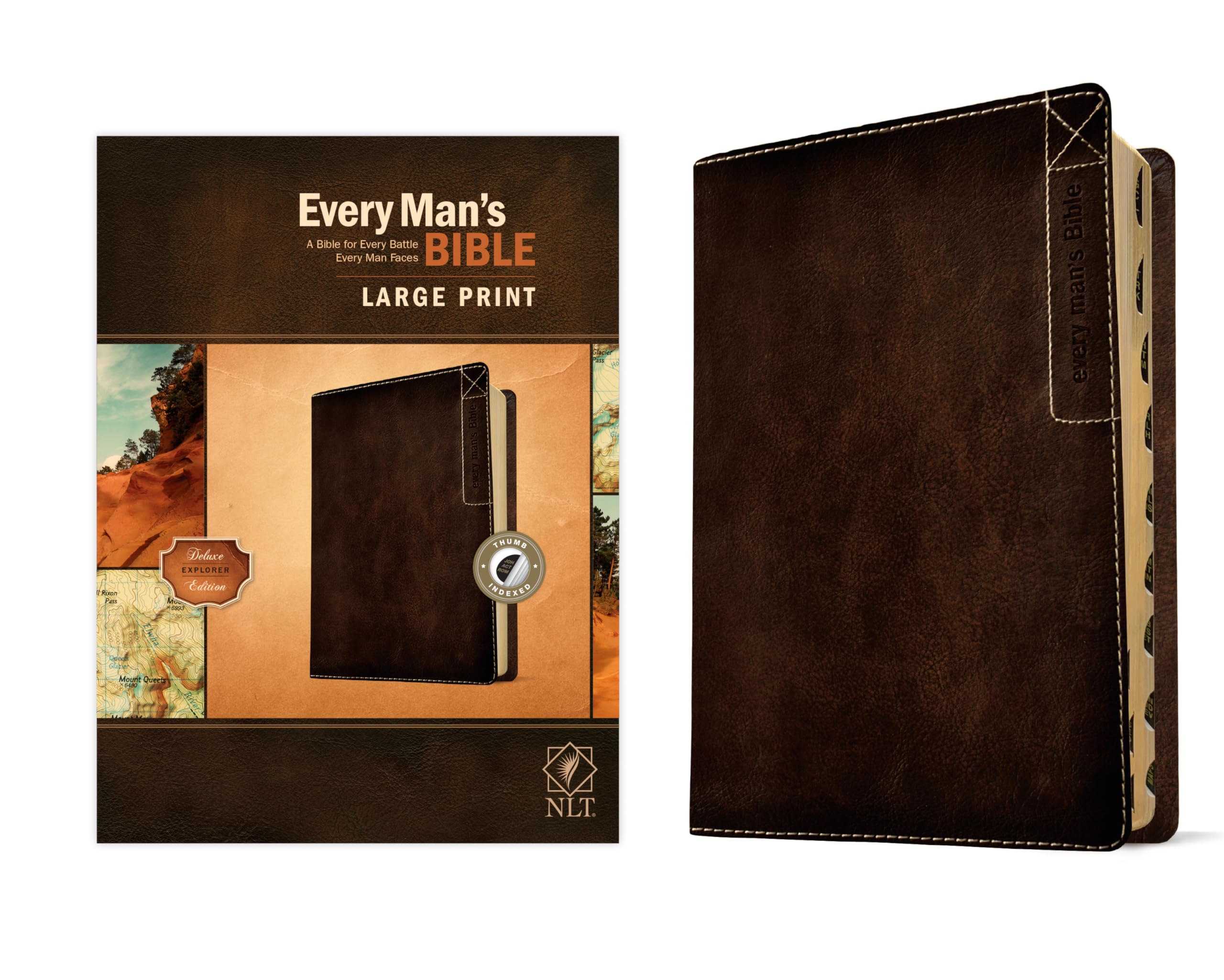 Every Man’s Bible: New Living Translation, Brown, LeatherLike, Deluxe Explorer Edition Religion & Esotericism