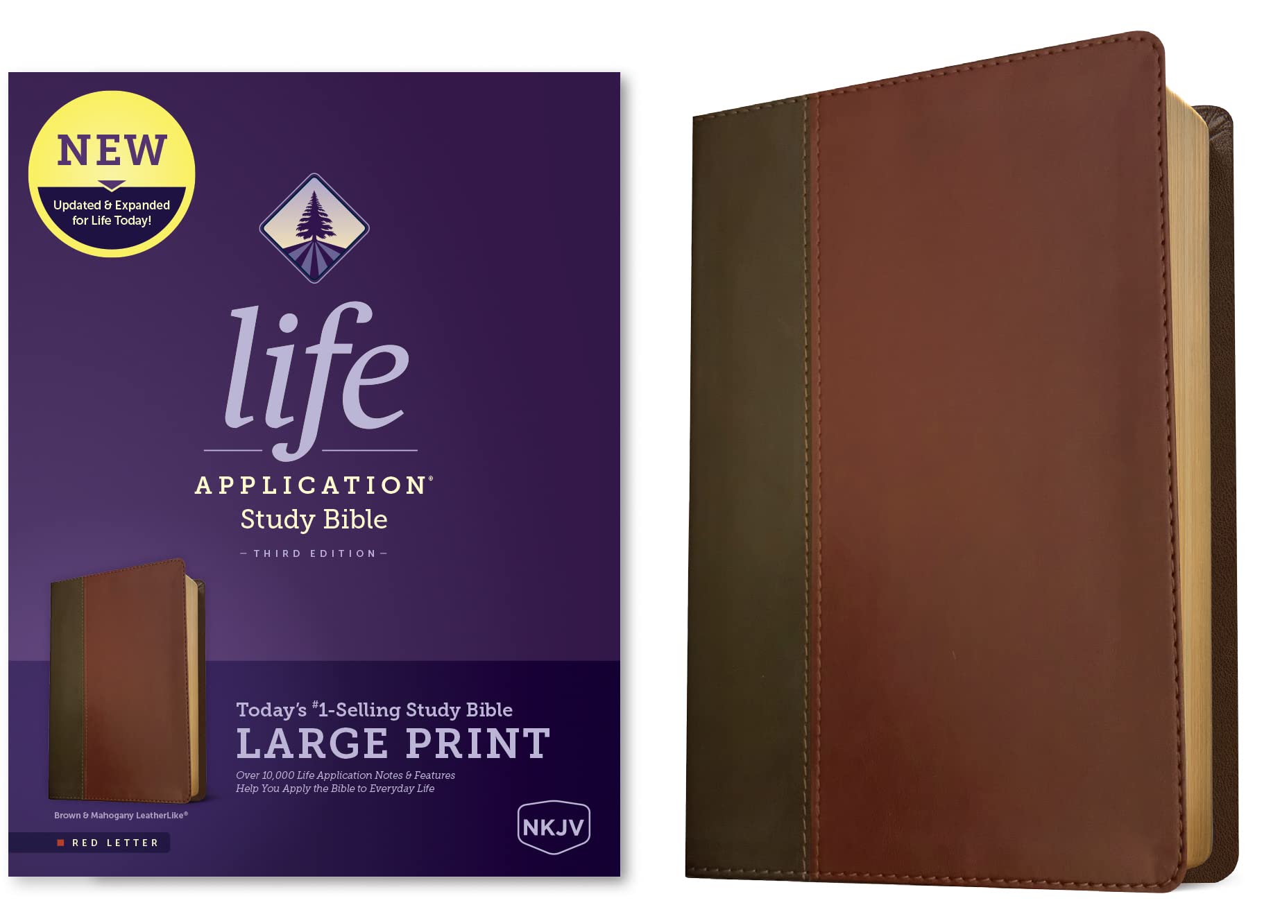Holy Bible: Nkjv Life Application Study Bible, Red Letter, Leatherlike, Brown/Mahogany Religion & Esotericism