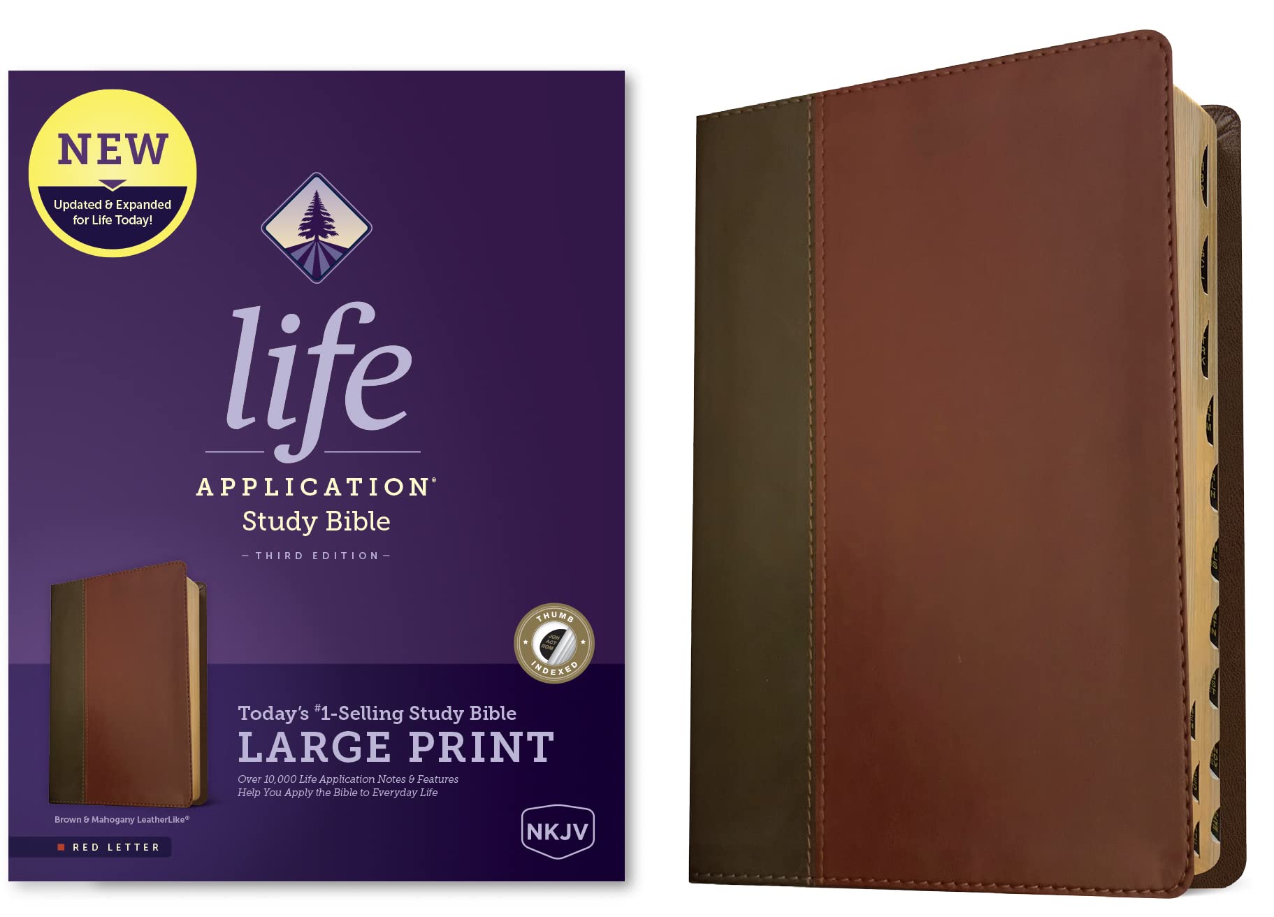 Holy Bible: Nkjv Life Application Study Bible, Red Letter, Leatherlike, Brown/Mahogany Religion & Esotericism