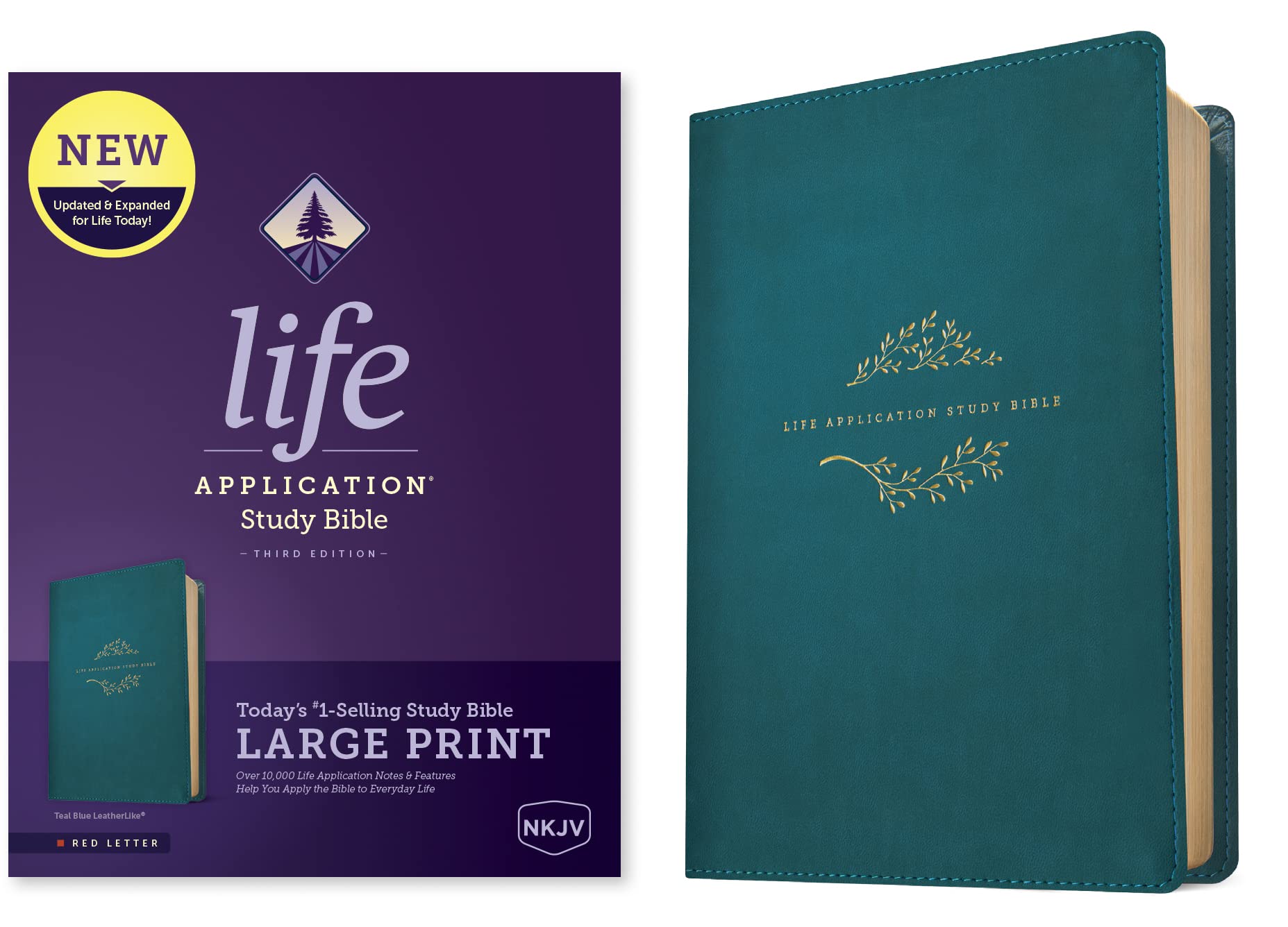 Holy Bible: Nkjv Life Application Study Bible, Red Letter, Leatherlike, Teal Blue Religion & Esotericism