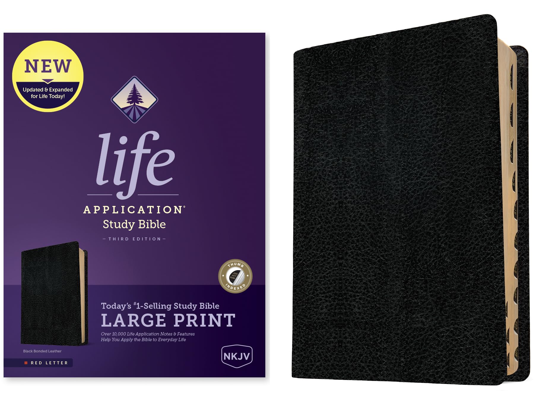 Holy Bible: Nkjv Life Application Study Bible, Red Letter, Bonded Leather, Black Religion & Esotericism
